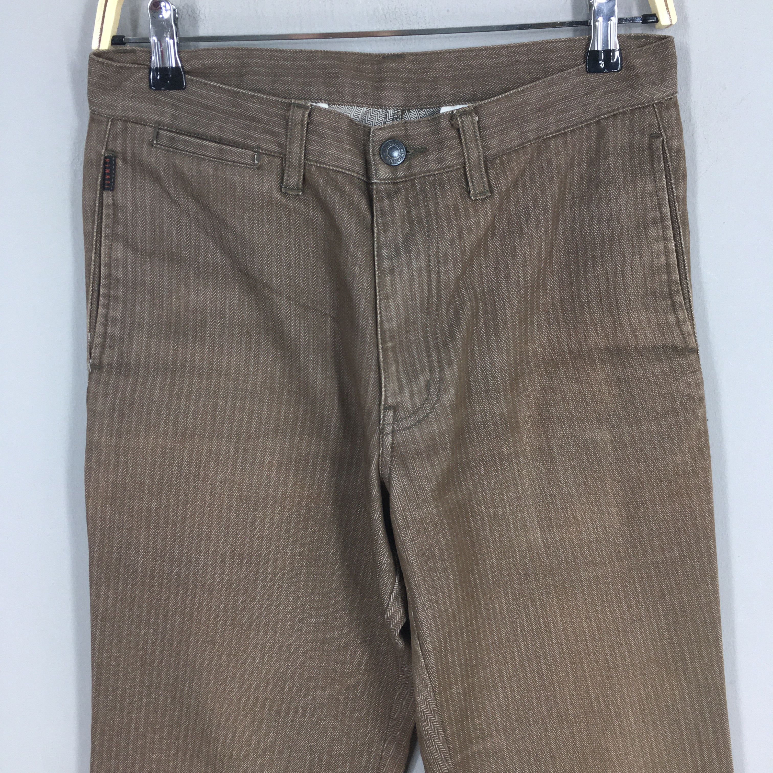 JUN MEN Size 29x30 Junmen Japan Herringbone Brown Pants Size US 29 - 2 Thumbnail