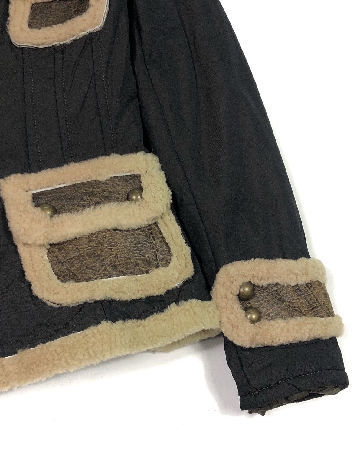 Blackstock & Weber MADE IN ITALY WEBER PATCHWORK SHEEPSKIN SHEARLING JACKET Size XXS / US 00 / IT 34 - 7 Thumbnail