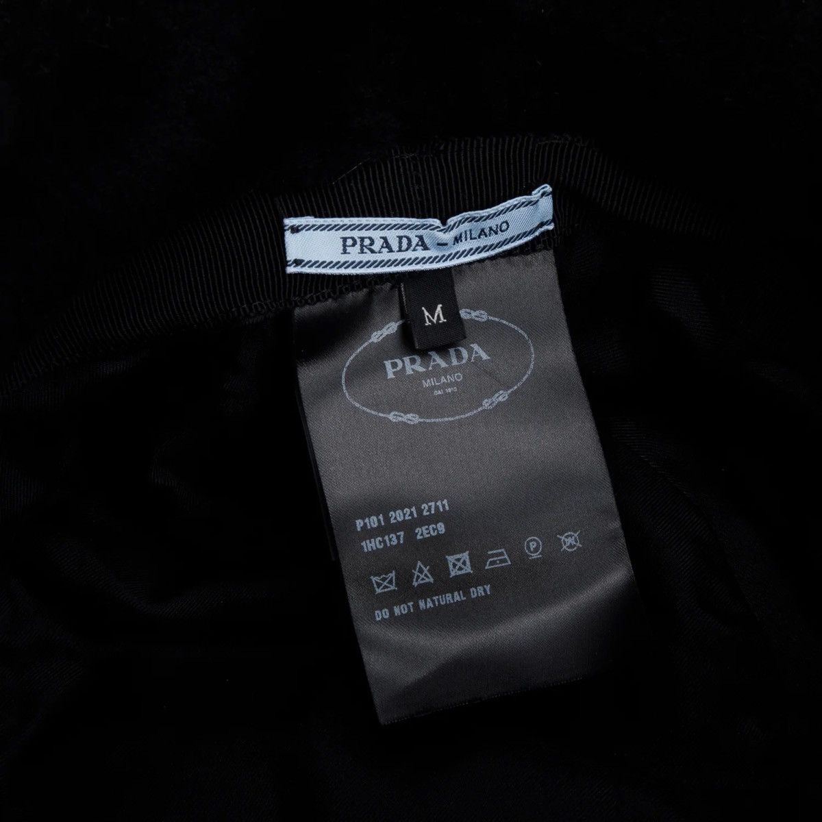 Prada Prada Black Shearling Triangle Logo Bucket Hat Size M Size ONE SIZE - 3 Thumbnail