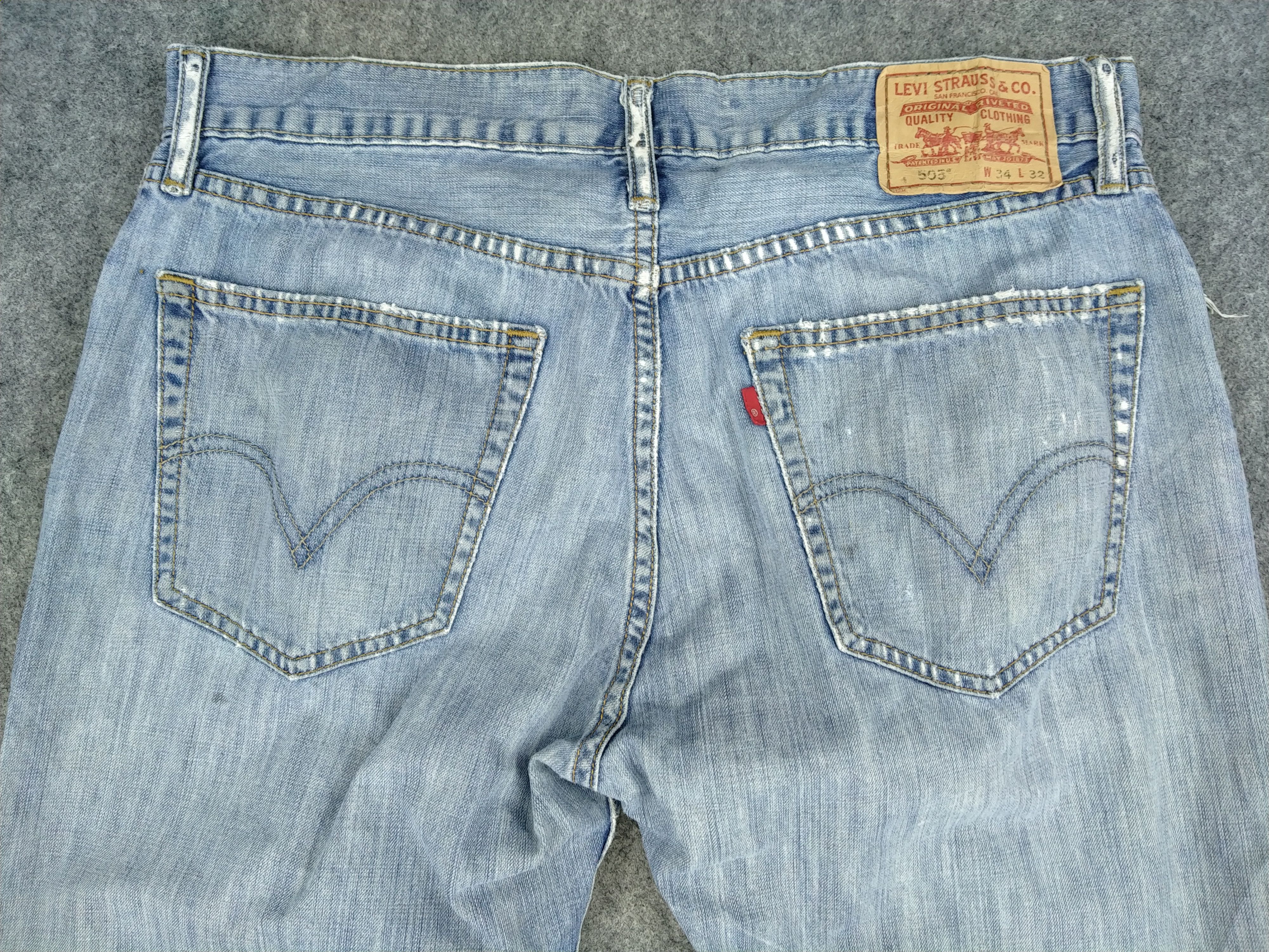 Japanese Brand Vintage Levi's 505 Straight Ripped Denim 35x30.5 JN165 Size US 35 - 4 Thumbnail