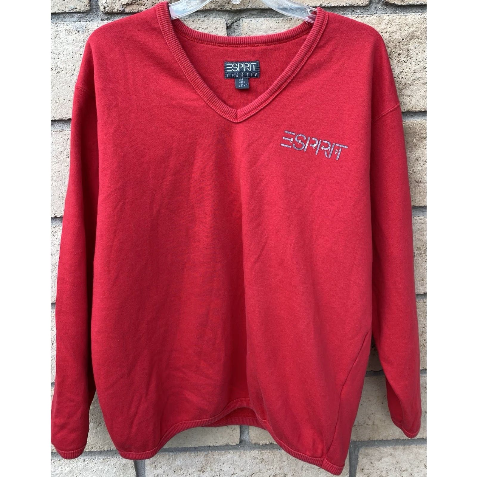 Esprit VINTAGE Esprit Sportiv V Neck Graphic Logo Sweatshirt Sweater Red USA Size M Womens Oversized Pullover Mockup Size M / US 6-8 / IT 42-44 - 2 Thumbnail