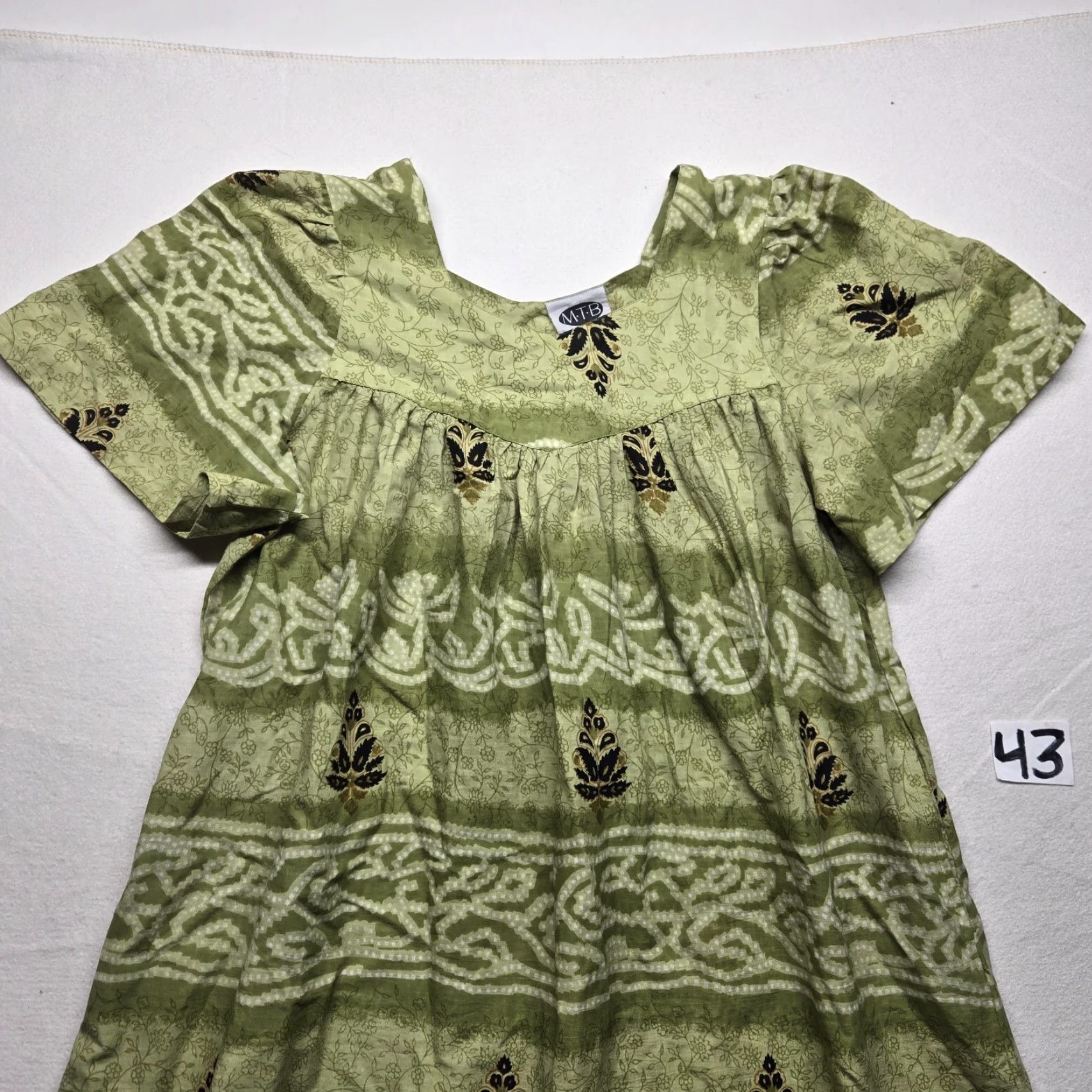 Vintage VINTAGE Meant to Be Floral Green Shift Dress Short Sleeve Pockets Adult Women's L Size 36" / US 14 / IT 50 - 2 Thumbnail