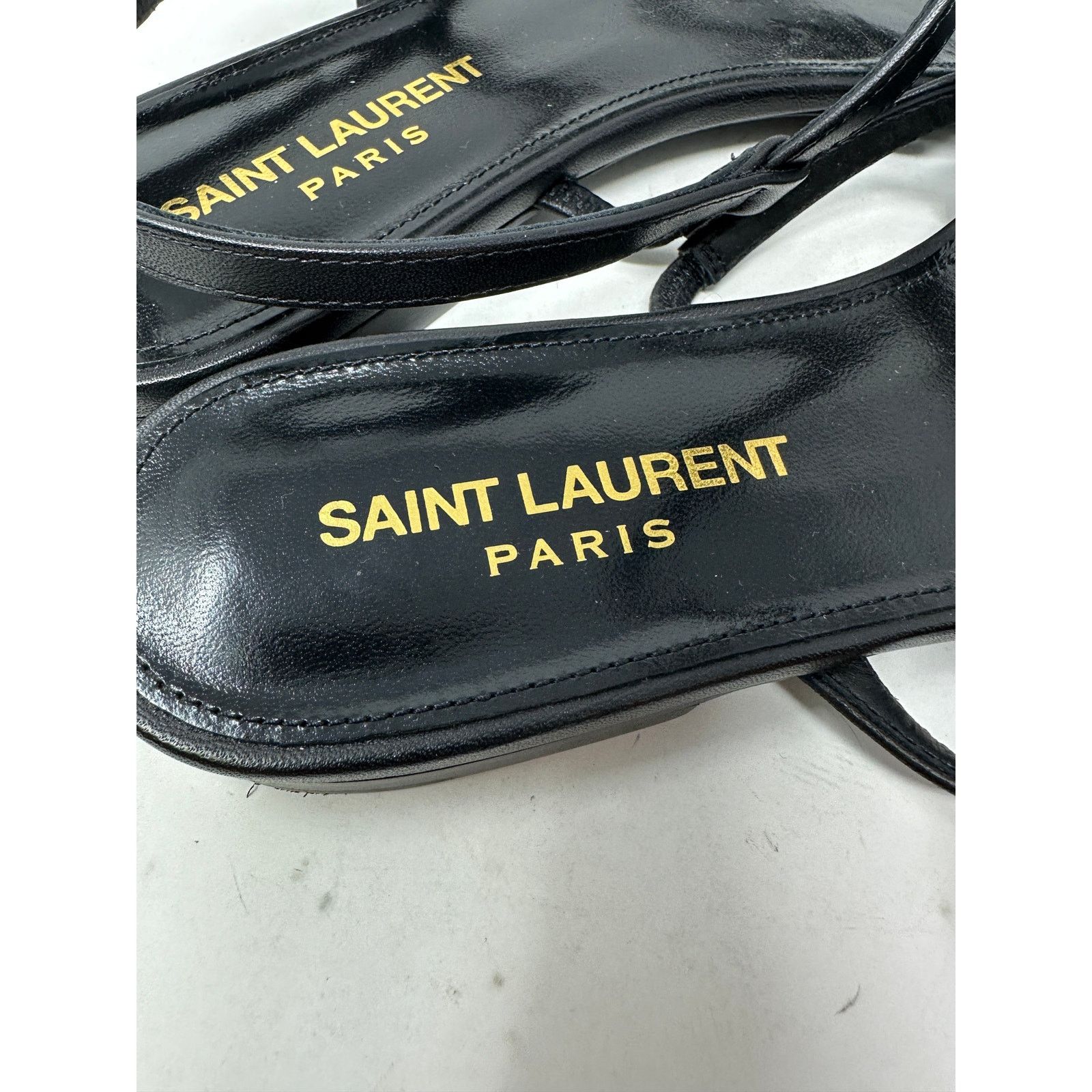 Yves Saint Laurent Saint Laurent Cassandra YSL Slingback Sandals 37 US 7 Black Size US 7 / IT 37 - 5 Thumbnail