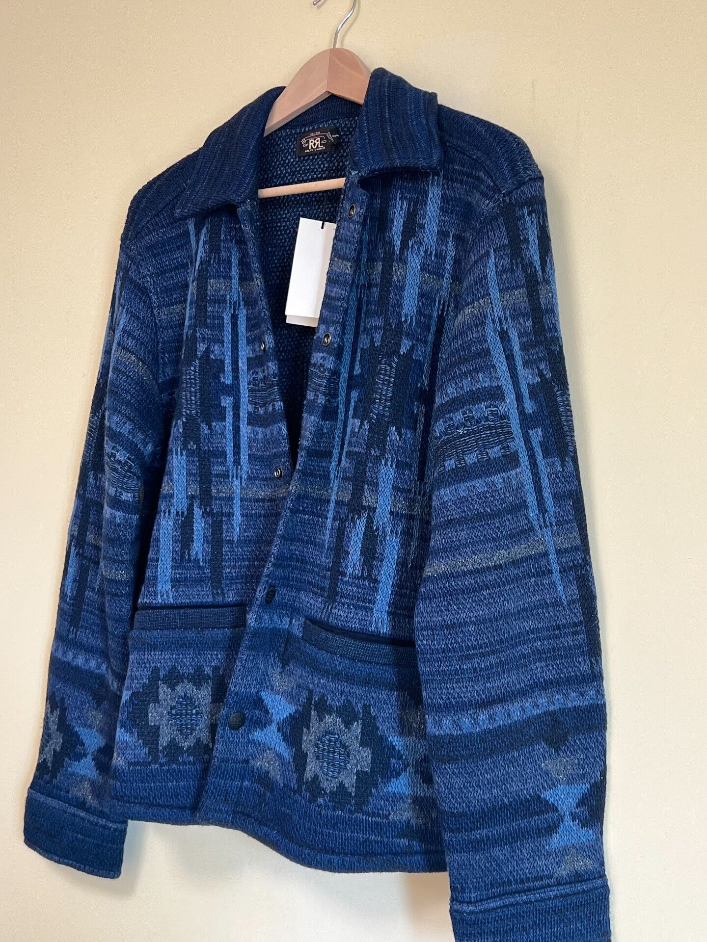RRL Ralph Lauren RRL Blue Dyed Knit Jacket Size US M / EU 48-50 / 2 - 1 Thumbnail