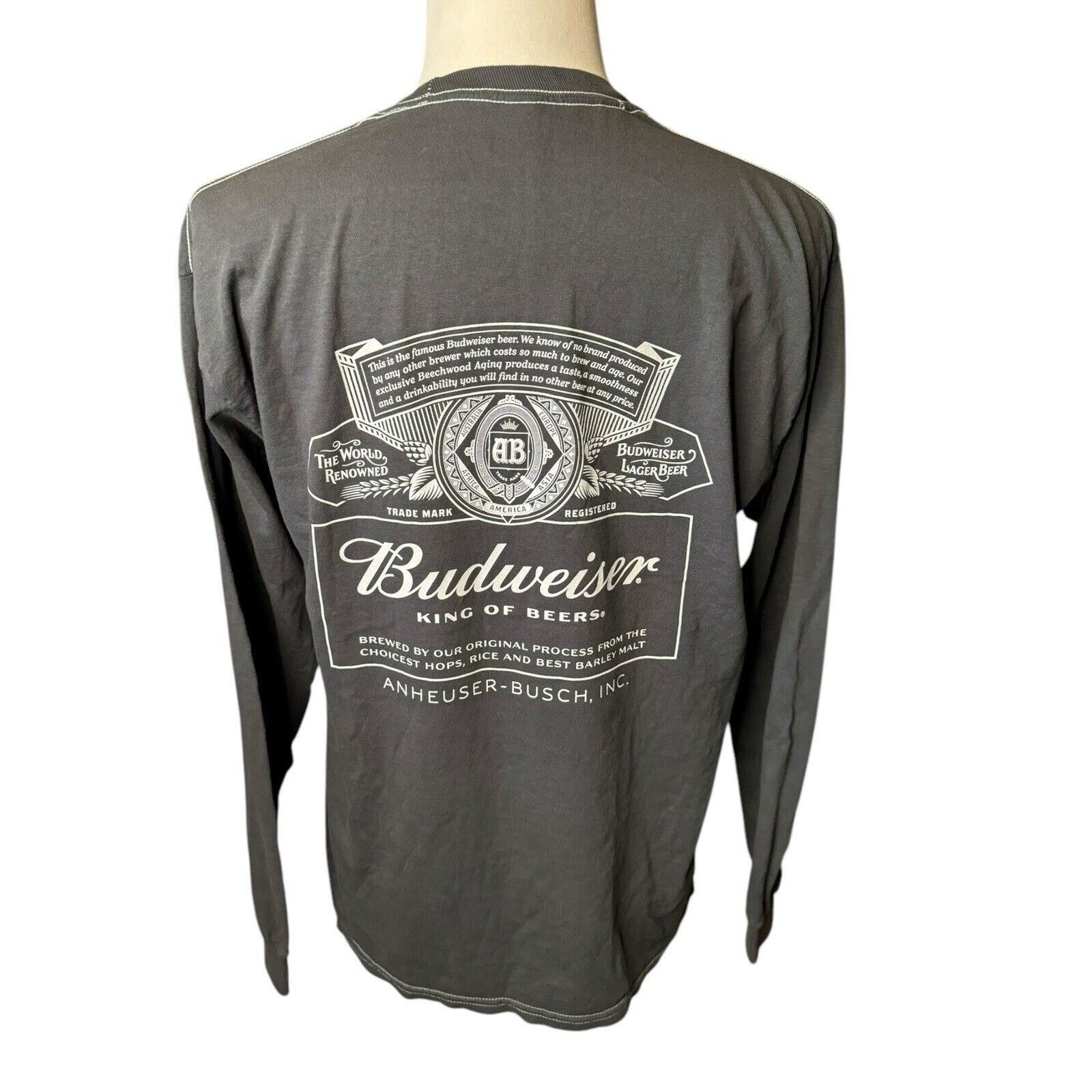 Urban Outfitters Urban Outfitters NEW Budweiser Long Sleeve T-Shirt Gray Size US M / EU 48-50 / 2 - 4 Thumbnail