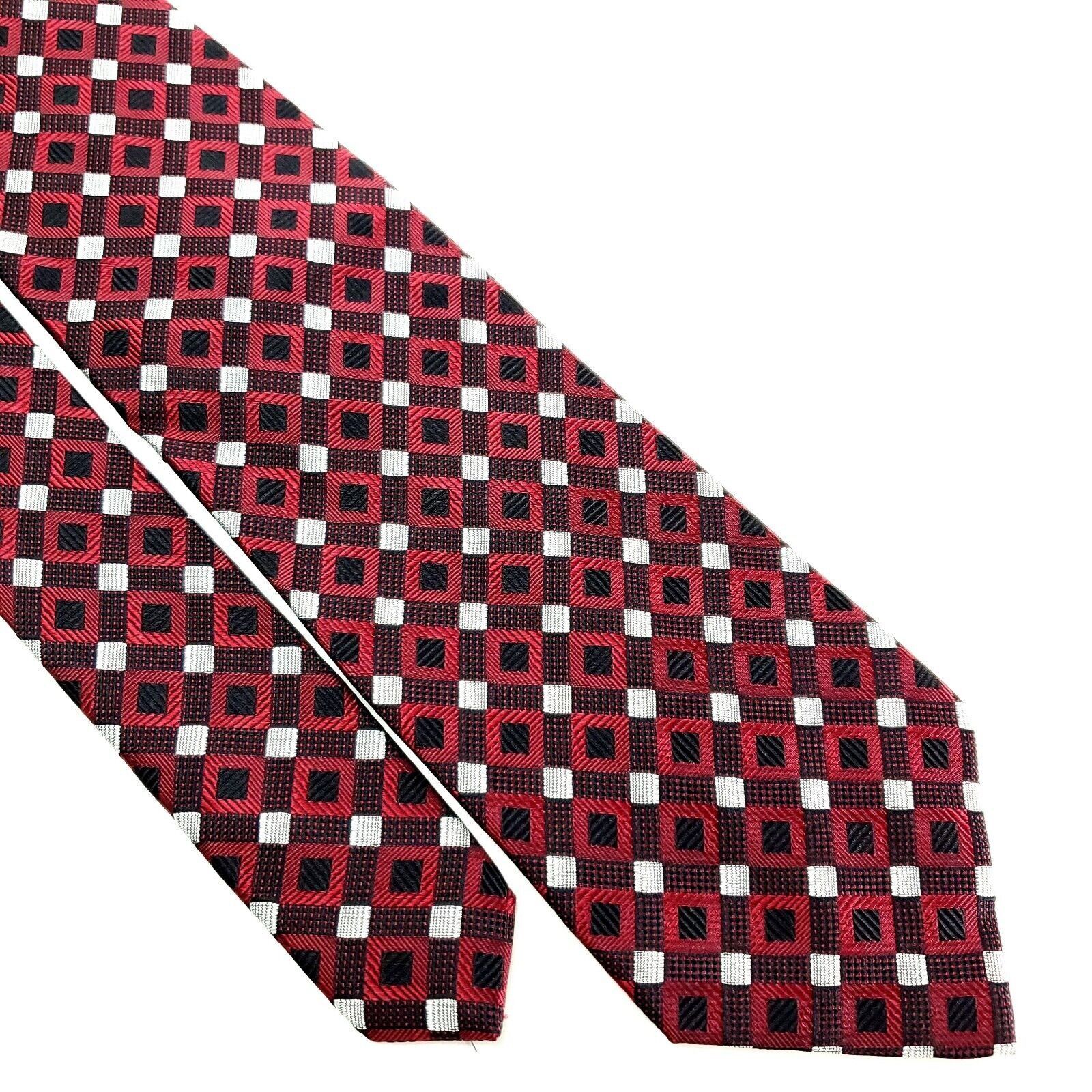 Pierre Cardin Pierre Cardin Silk Tie Red Woven Geometric Short Size ONE SIZE - 1 Thumbnail