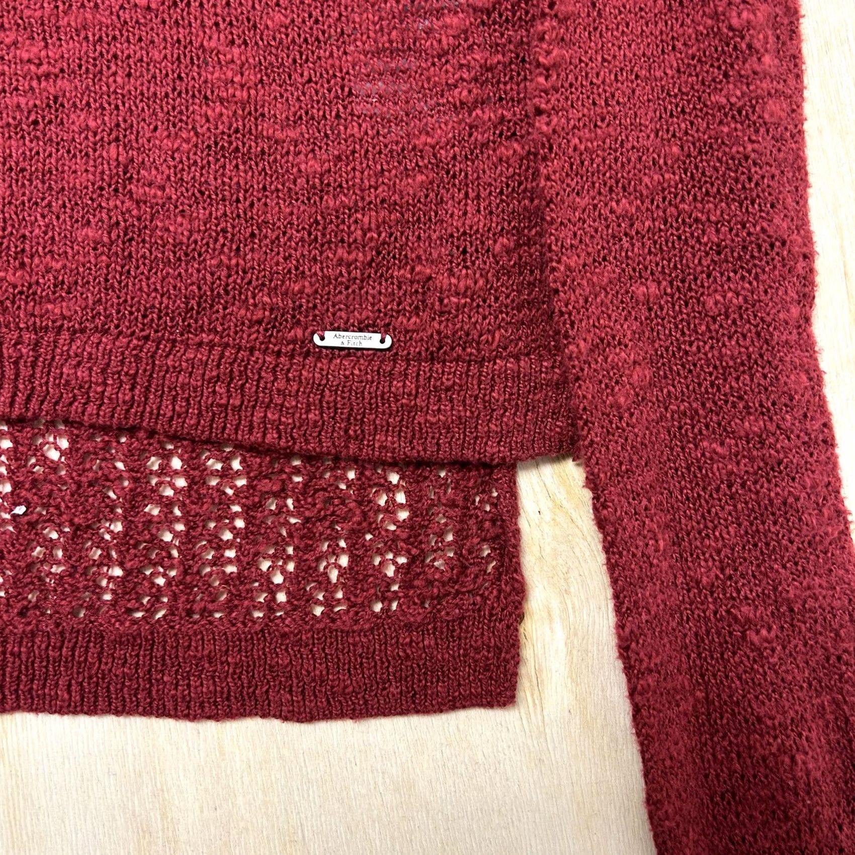 Abercrombie & Fitch Abercrombie & Fitch Sweater Womens XS Red Crew Neck Open Knit Layered Hem Size XS / US 0-2 / IT 36-38 - 2 Thumbnail