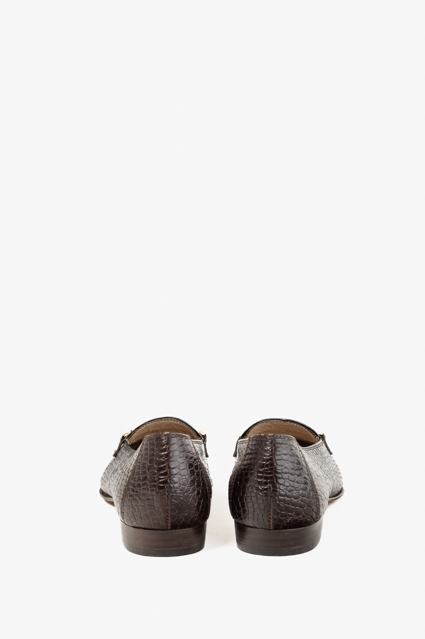 Salvatore Ferragamo Salvatore Ferragamo Castoro Croc-Embossed Buckle Loafers Size US 8 / IT 38 - 4 Thumbnail