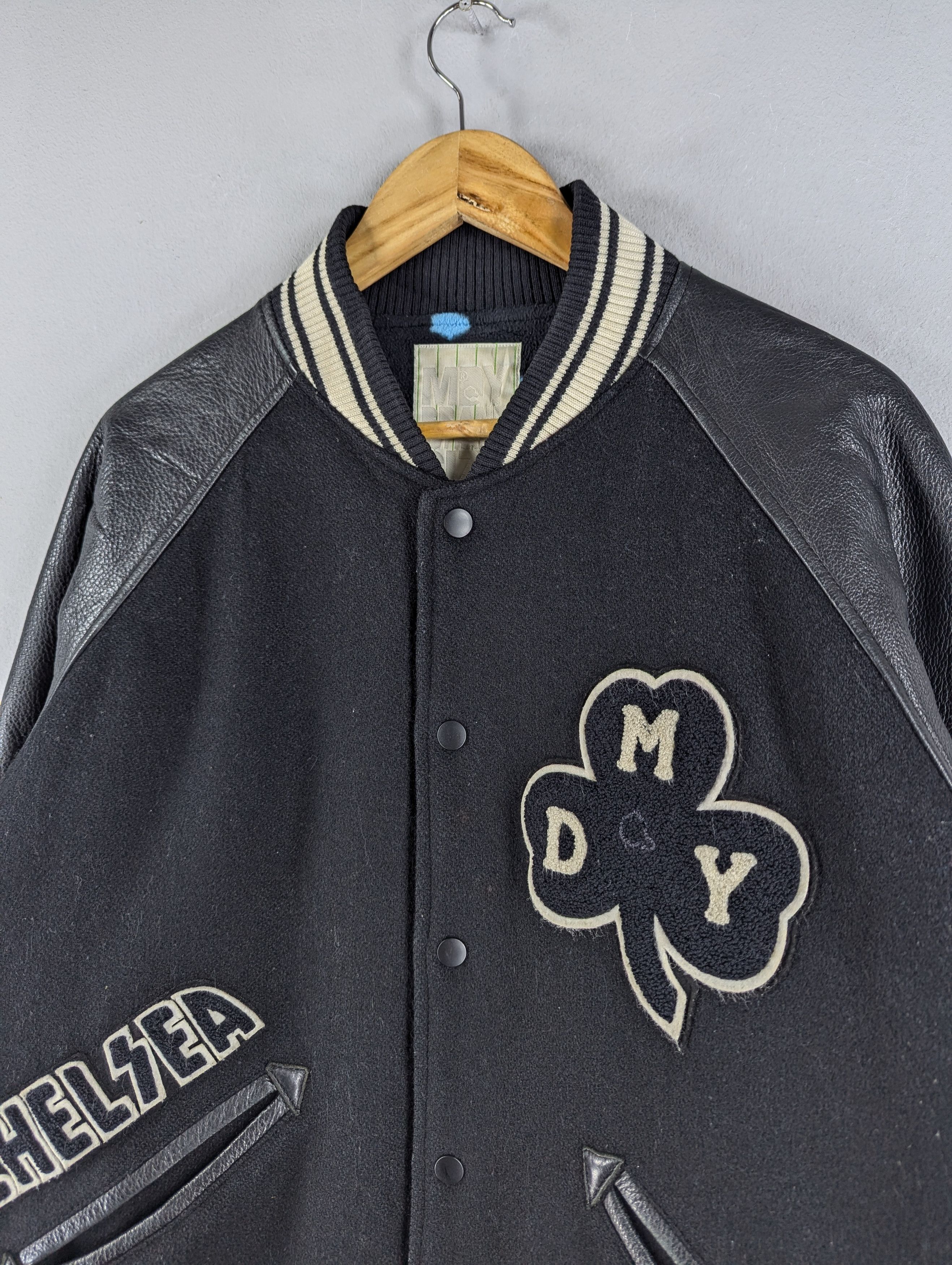 Japanese Brand Vintage Mackdaddy Wool Varsity Sleeve Leather Jacket Size US L / EU 52-54 / 3 - 4 Thumbnail