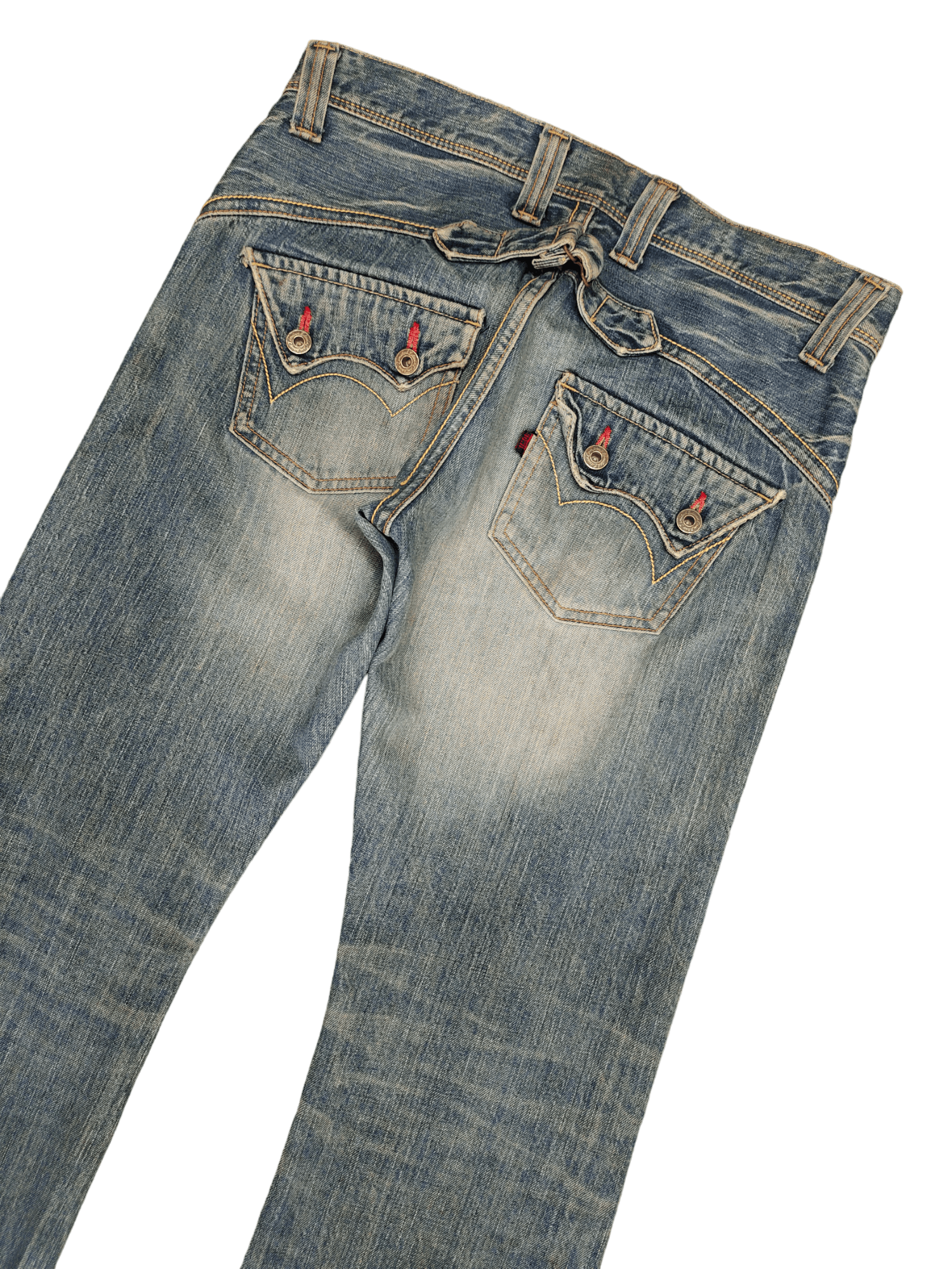 Le Grande Bleu (L.G.B.) Flare Jeans Edwin Buckle Back Distress Faded Boot Cut Y2k Size US 32 / EU 48 - 14 Thumbnail