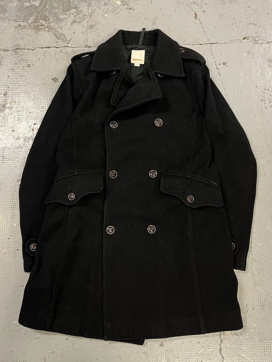 Diesel 2000s Diesel Black Buttuoned Wool Duffle Coat Size US L / EU 52-54 / 3 - 4 Thumbnail