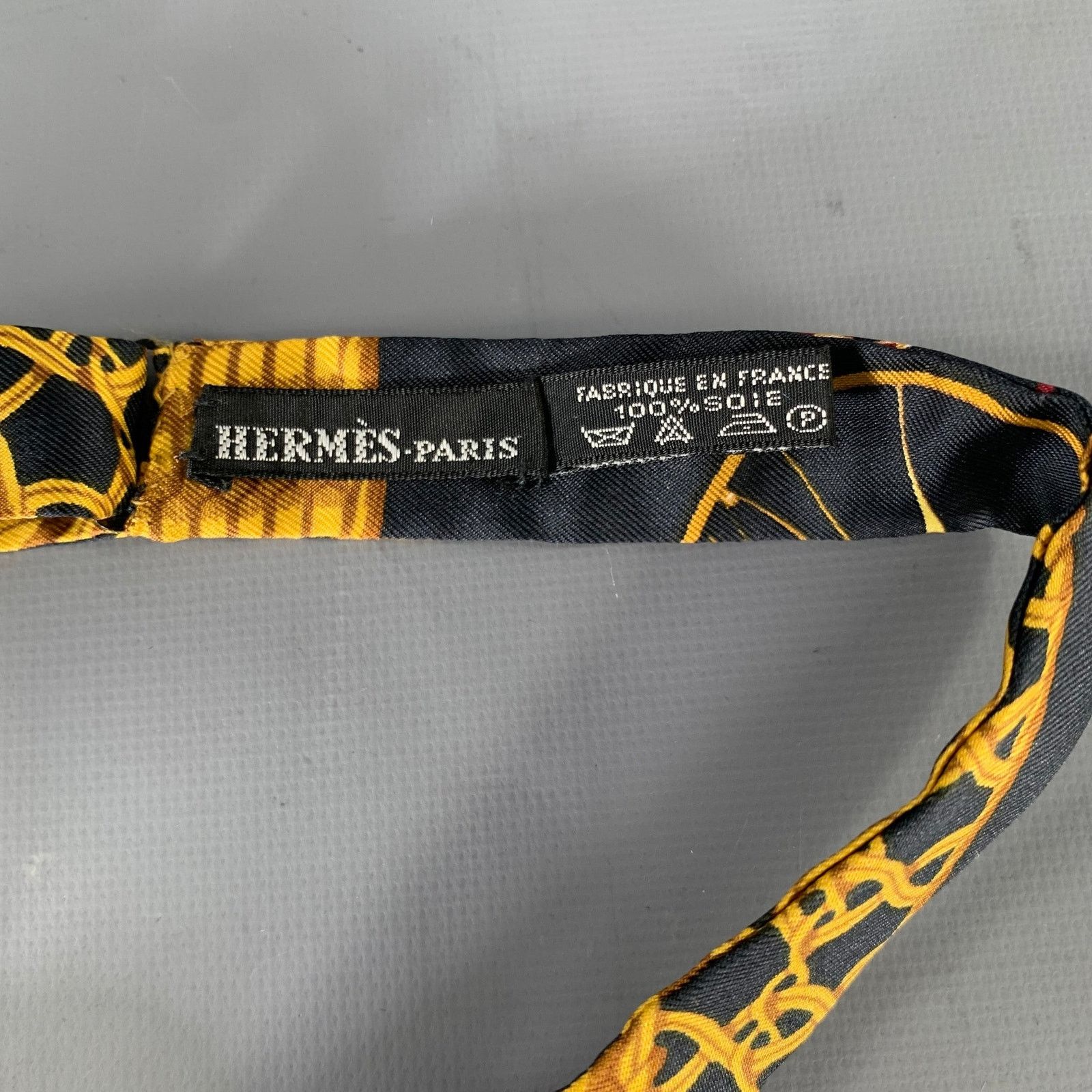 Hermes HERMES Black Multi-Color Basket Weave Silk Bow Tie Size ONE SIZE - 2 Thumbnail