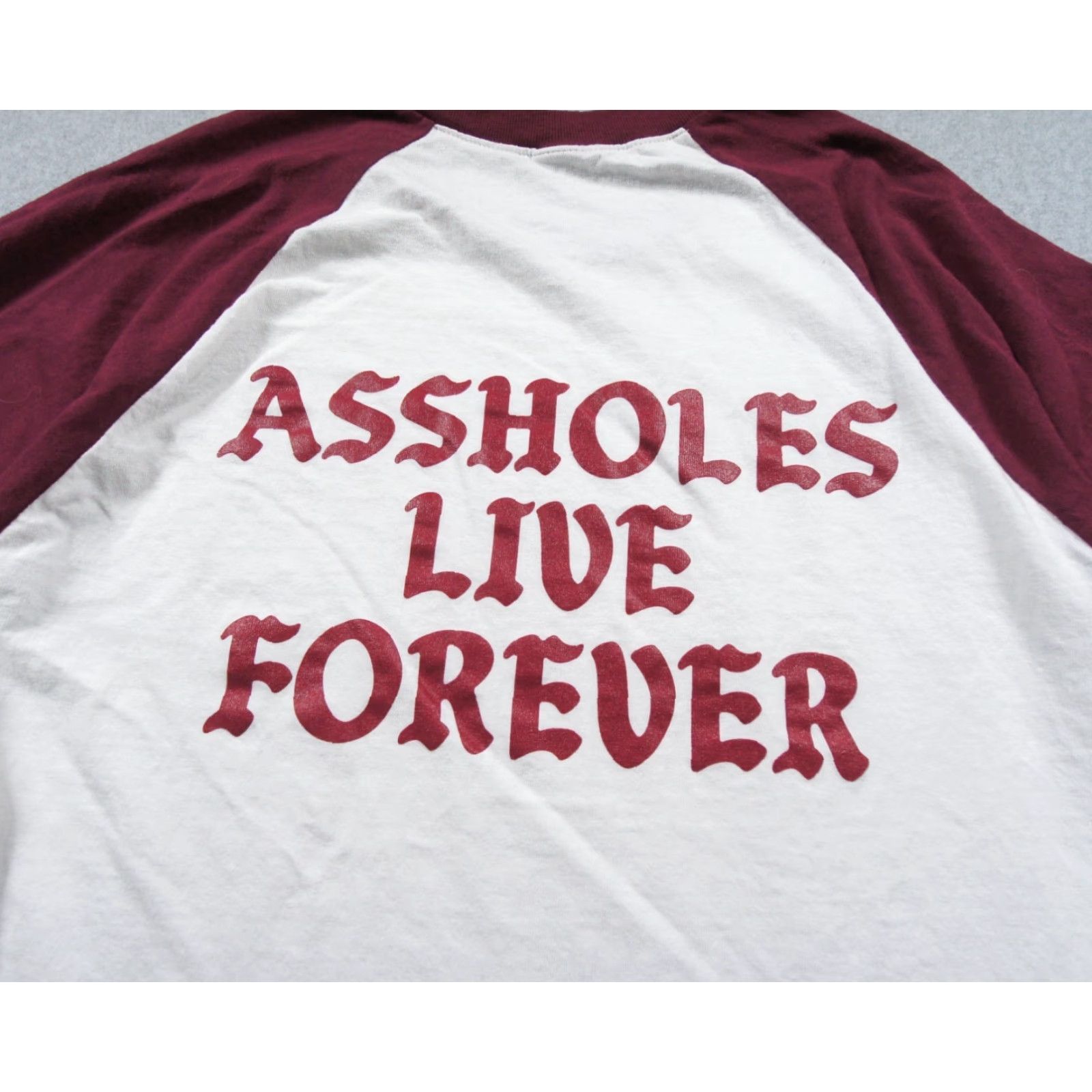 Olive Assholes*s Live Forever Shirt Mens Large White Ragle 3/4 Sleeve Streetwear Adult Size US L / EU 52-54 / 3 - 5 Thumbnail