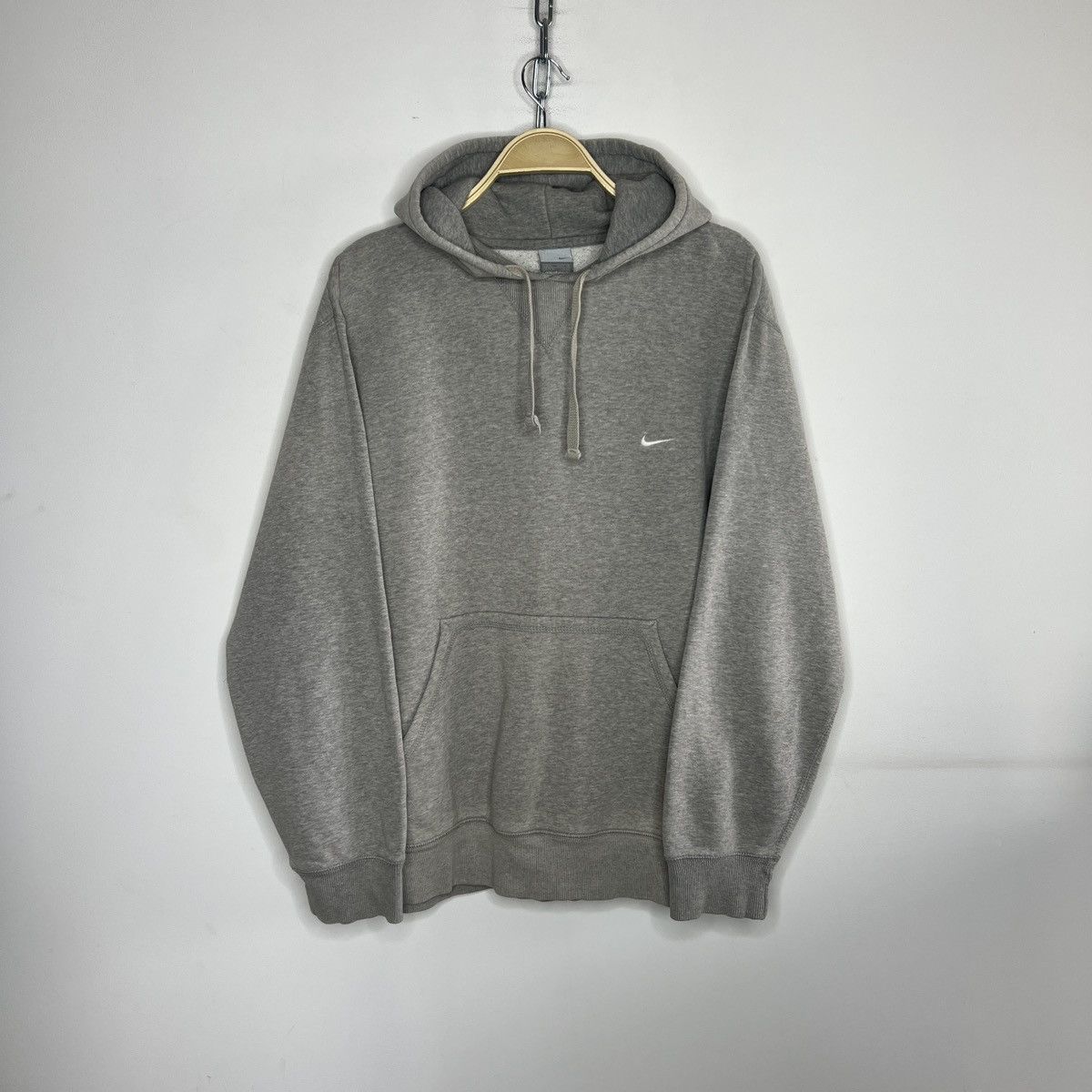 Nike × Vintage Vintage Nike Hoodie Sweatshirt Gray Swoosh Logo 90s Y2K Boxy Size US XL / EU 56 / 4 - 1 Thumbnail