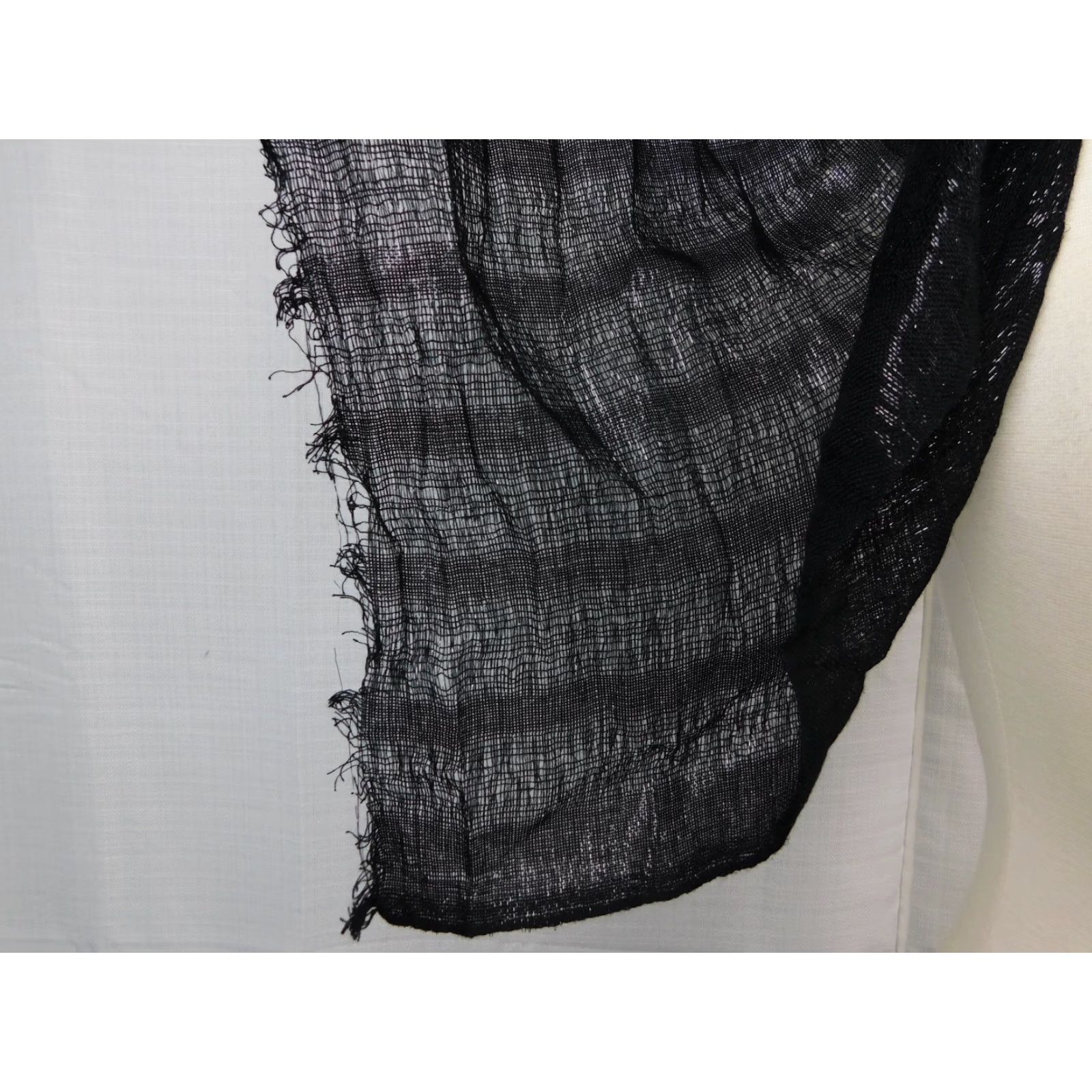 Vintage Cejon Scarf - Women - Oversize - Black-Silver - 64" X 30" Rayon Metallic Wrap Rectangle Size ONE SIZE - 3 Thumbnail