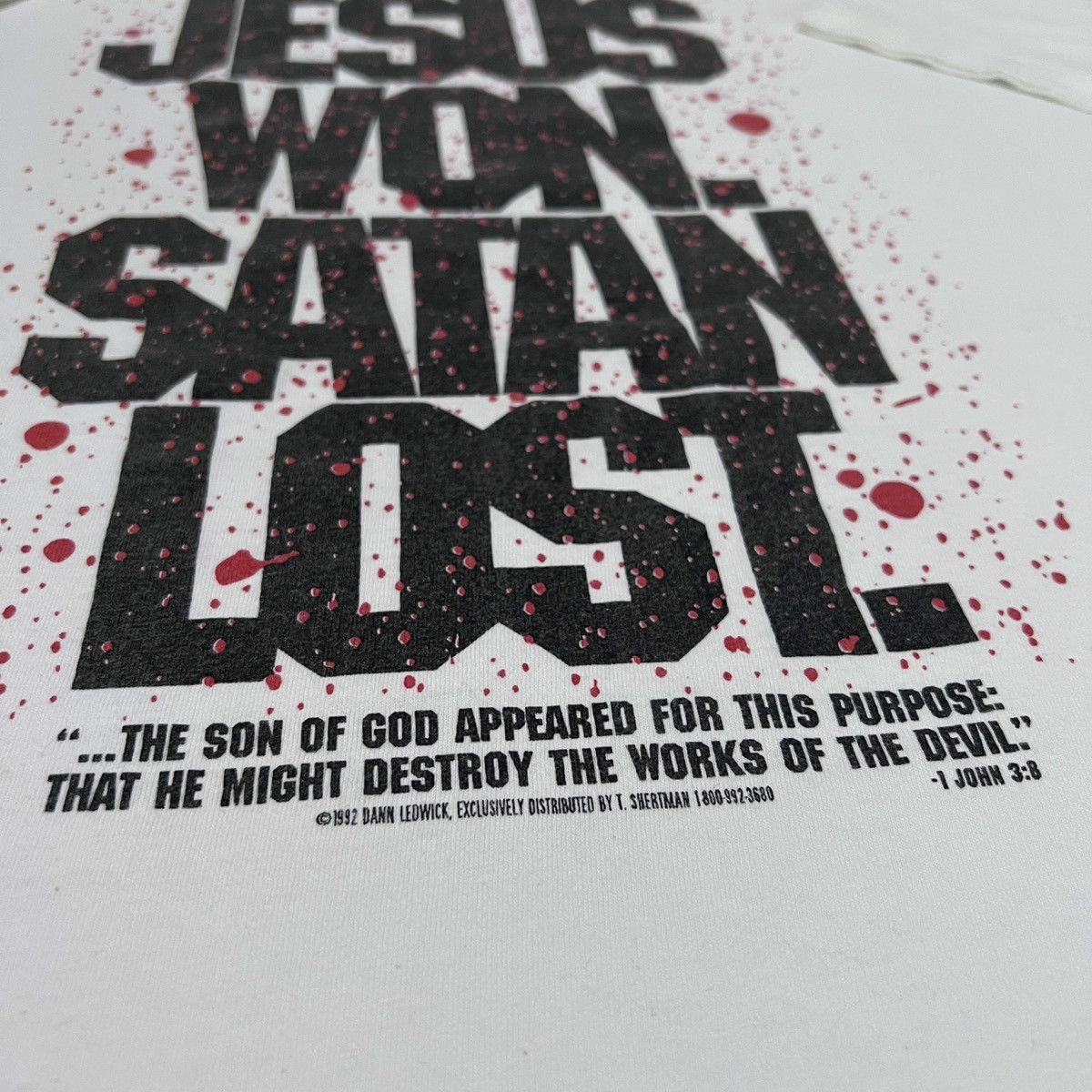 Vintage Vintage 90s JESUS Won Satan Lost God Bible Holy Tee XL Size US XL / EU 56 / 4 - 6 Thumbnail