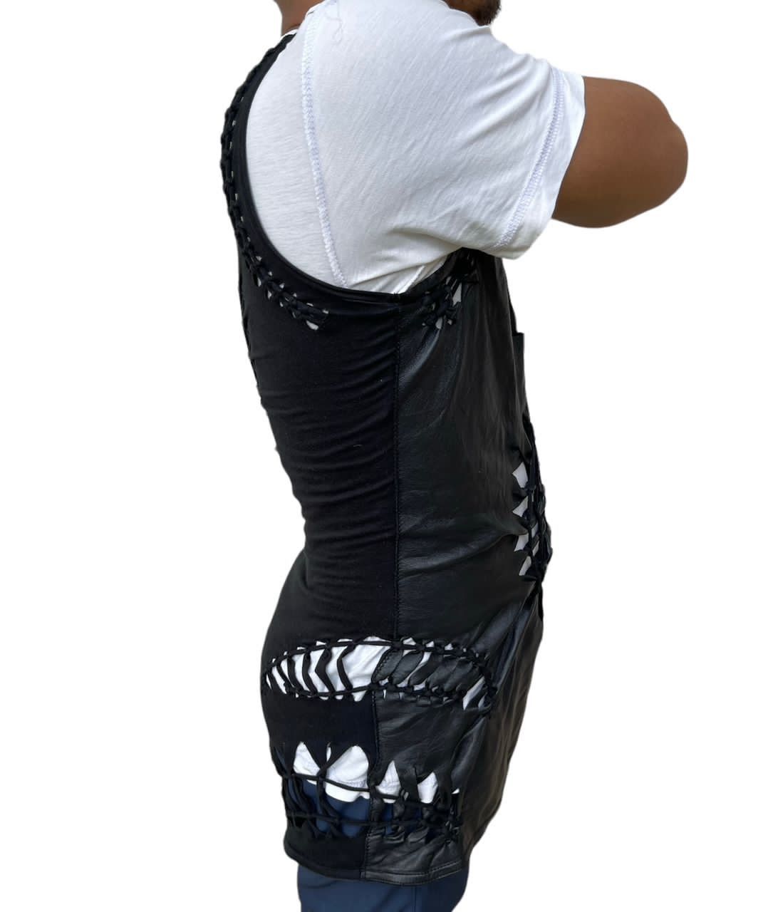 Jean Paul Gaultier Jean Paul Galtier Soleil Leather And Mesh Dress Size ONE SIZE - 21 Thumbnail
