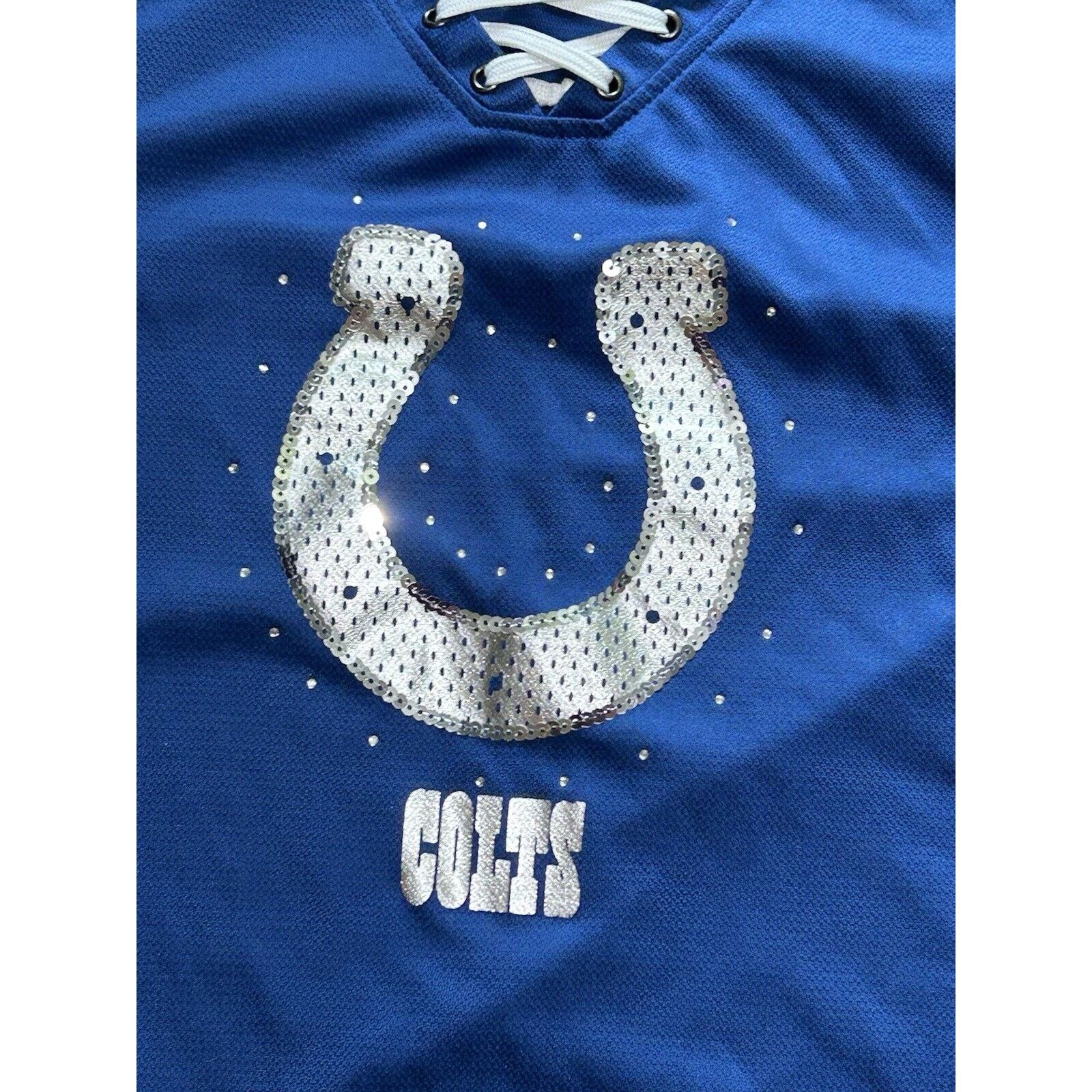 Majestic Majestic Fan Fashion Women XL Colts Sequin Blue White Jersey Size US XL / EU 56 / 4 - 6 Thumbnail