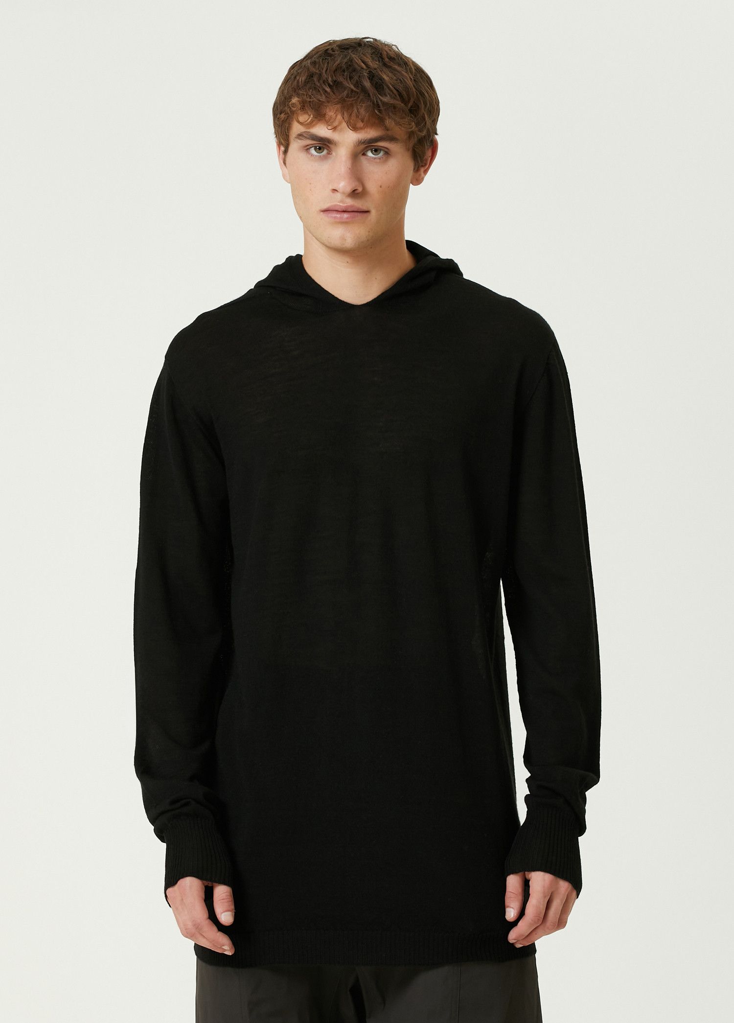 Rick Owens RICK OWENS black hooded oversized wool sweater Medium Size US M / EU 48-50 / 2 - 1 Thumbnail