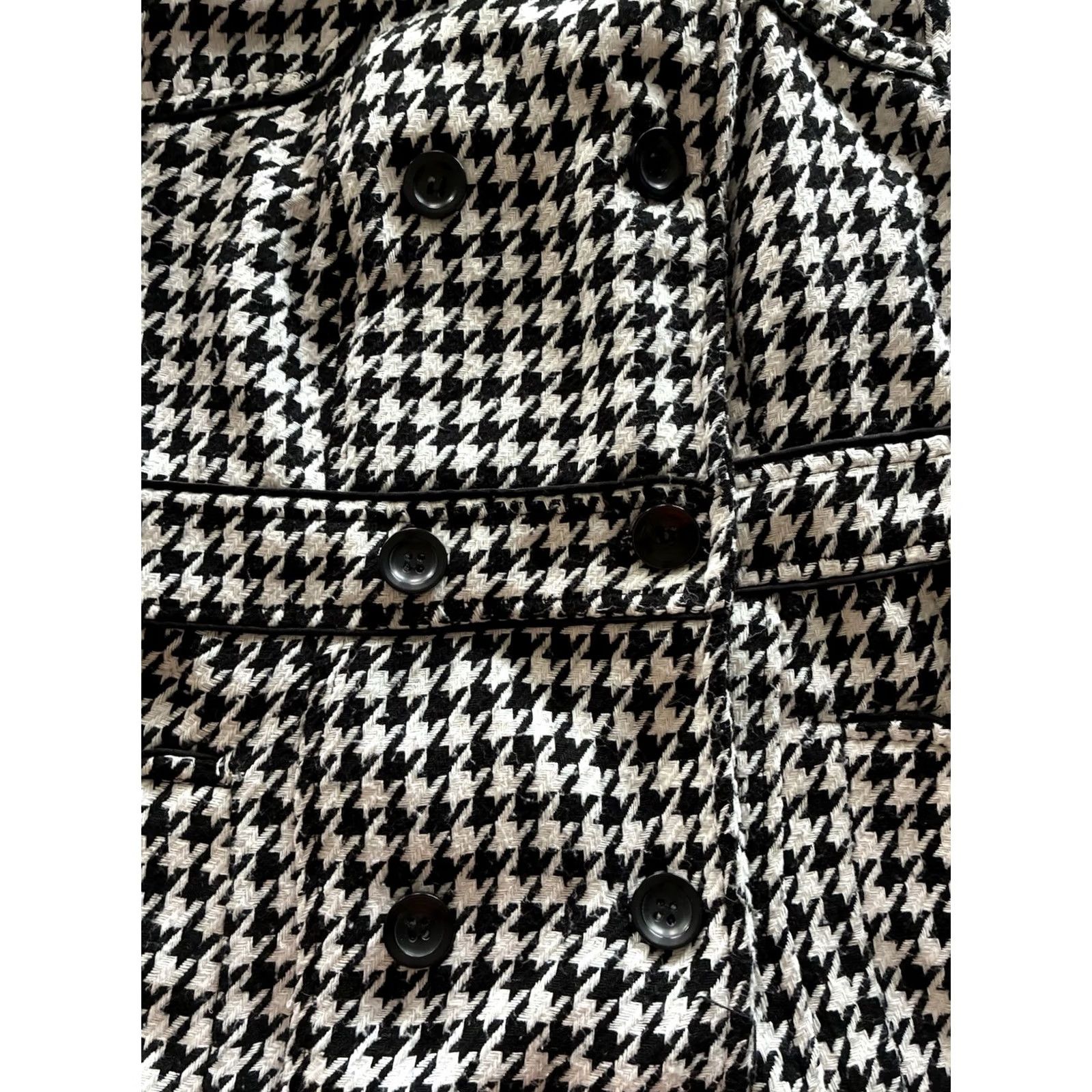 Vintage VINTAGE Paris Blue Houndstooth Wool Blend Coat Womens Medium Pea Coat (Wool) Blue Mens? Size M / US 6-8 / IT 42-44 - 4 Thumbnail