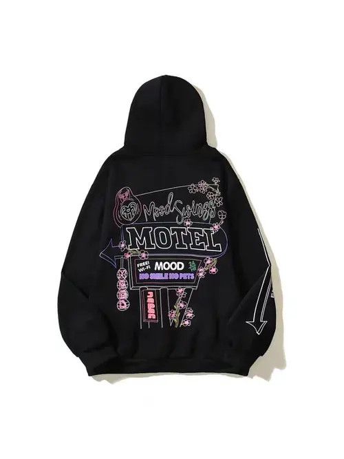 Japanese Brand Street Retro Hip Hop Print Loose Casual Hooded Sweatshirt Size US M / EU 48-50 / 2 - 4 Thumbnail