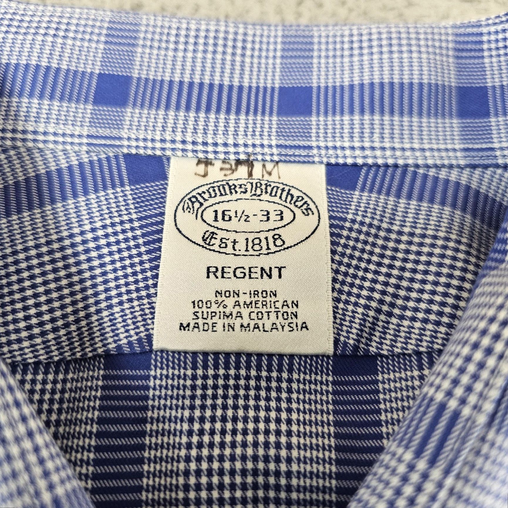 Brooks Brothers Brooks Brothers Shirt Mens 16.5-33 Blue Check Regent Non Iron Supima Cotton Shirt Size US XL / EU 56 / 4 - 4 Thumbnail