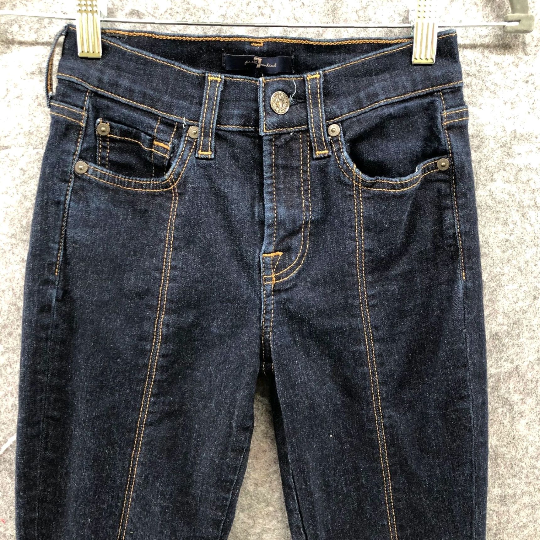 7 For All Mankind VINTAGE? No — 7 For All Mankind Gwenevere Ankle Skinny Jean Blue Dark Wash Womens 23 Slim Denim Zip Fly Inseam 26 Size 40" / US 18 - 3 Thumbnail