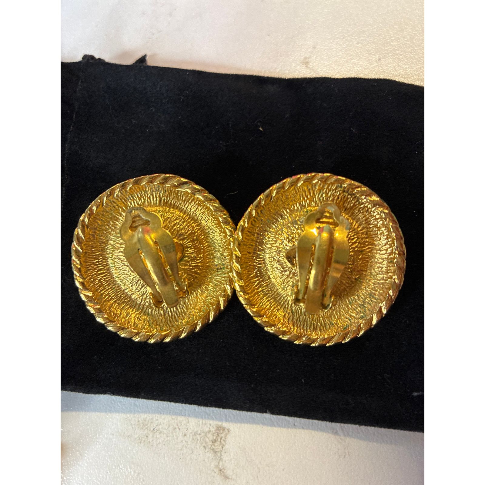 Chanel Chanel Gold Tone Rope Border Clip-On Earrings -as is Size ONE SIZE - 6 Thumbnail