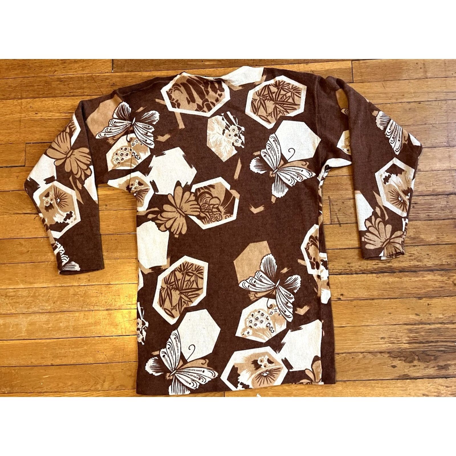 Vintage VINTAGE Suzelle Butterfly Sweater Women’s M Brown Sequin Beaded 80s Lambswool Angora Knit Pullover Crew Neck Floral Pattern Mens Girls Womens Size M / US 6-8 / IT 42-44 - 7 Thumbnail