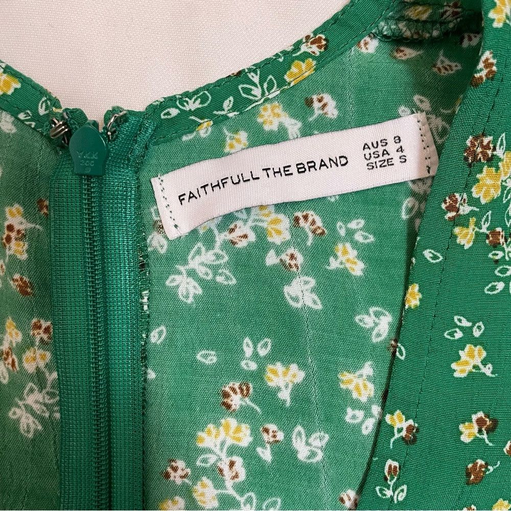 FAITHFULL Faithfull The Brand Margo Green Floral Mini Dress Size S Size S / US 4 / IT 40 - 8 Thumbnail