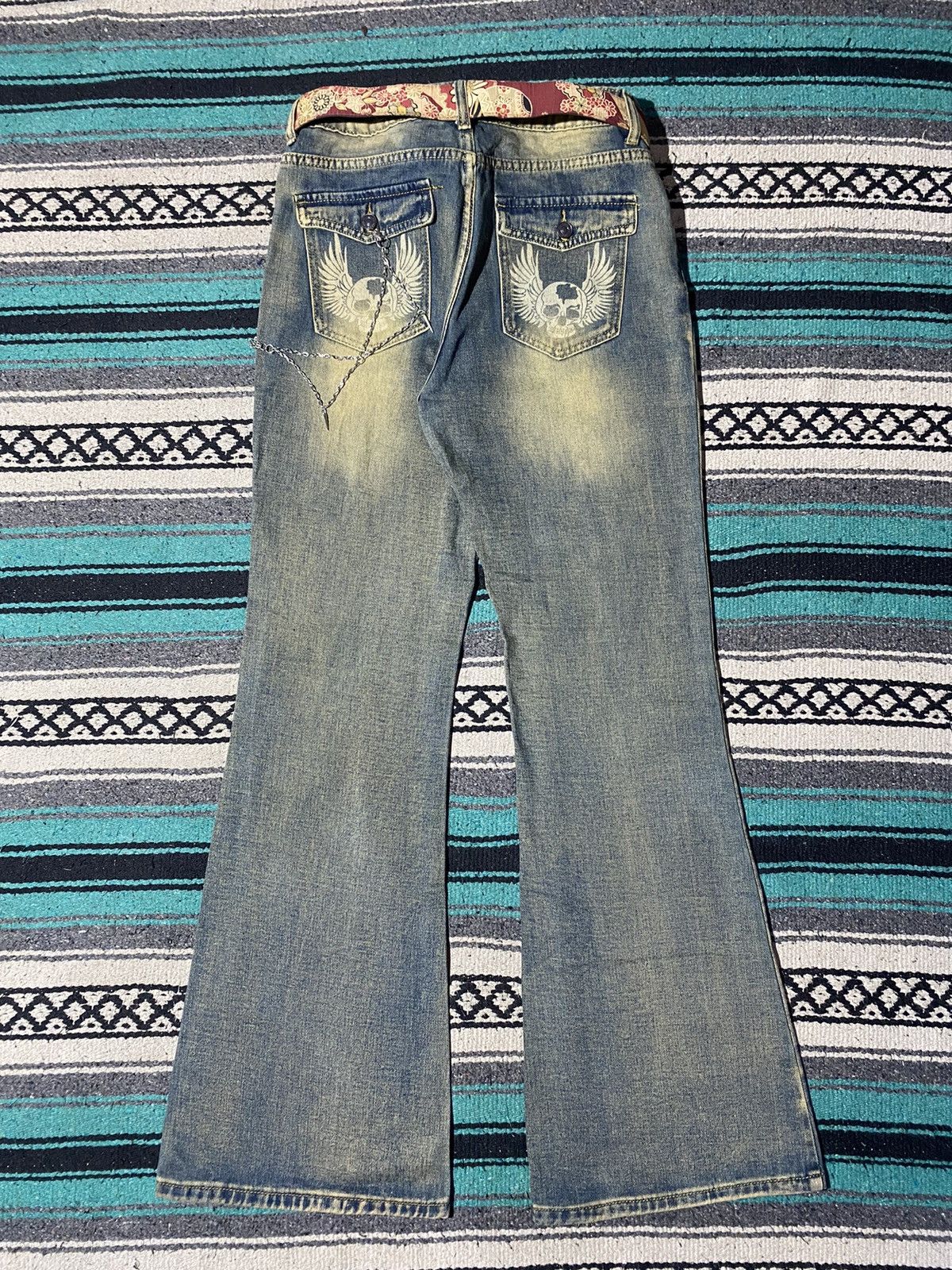 Kapital 2000s Romwe - Skull Mudwash Flared Denim Size US 31 - 7 Thumbnail