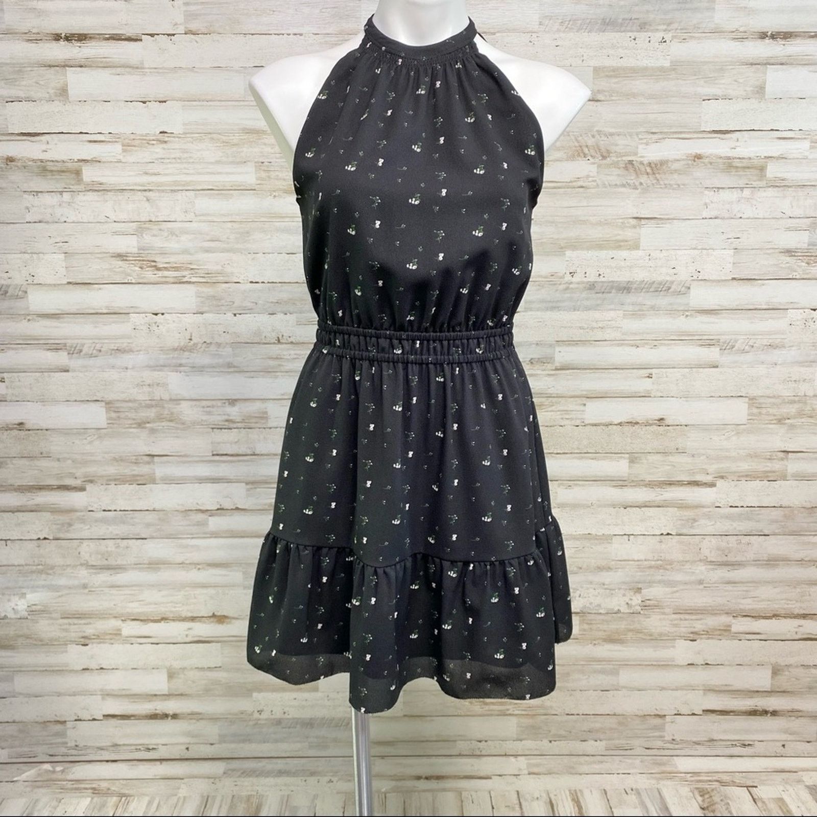 Aritzia Aritzia Wilfred Effet Halter Dress Sz XS Black Floral Ruffle Size XS / US 0-2 / IT 36-38 - 2 Thumbnail