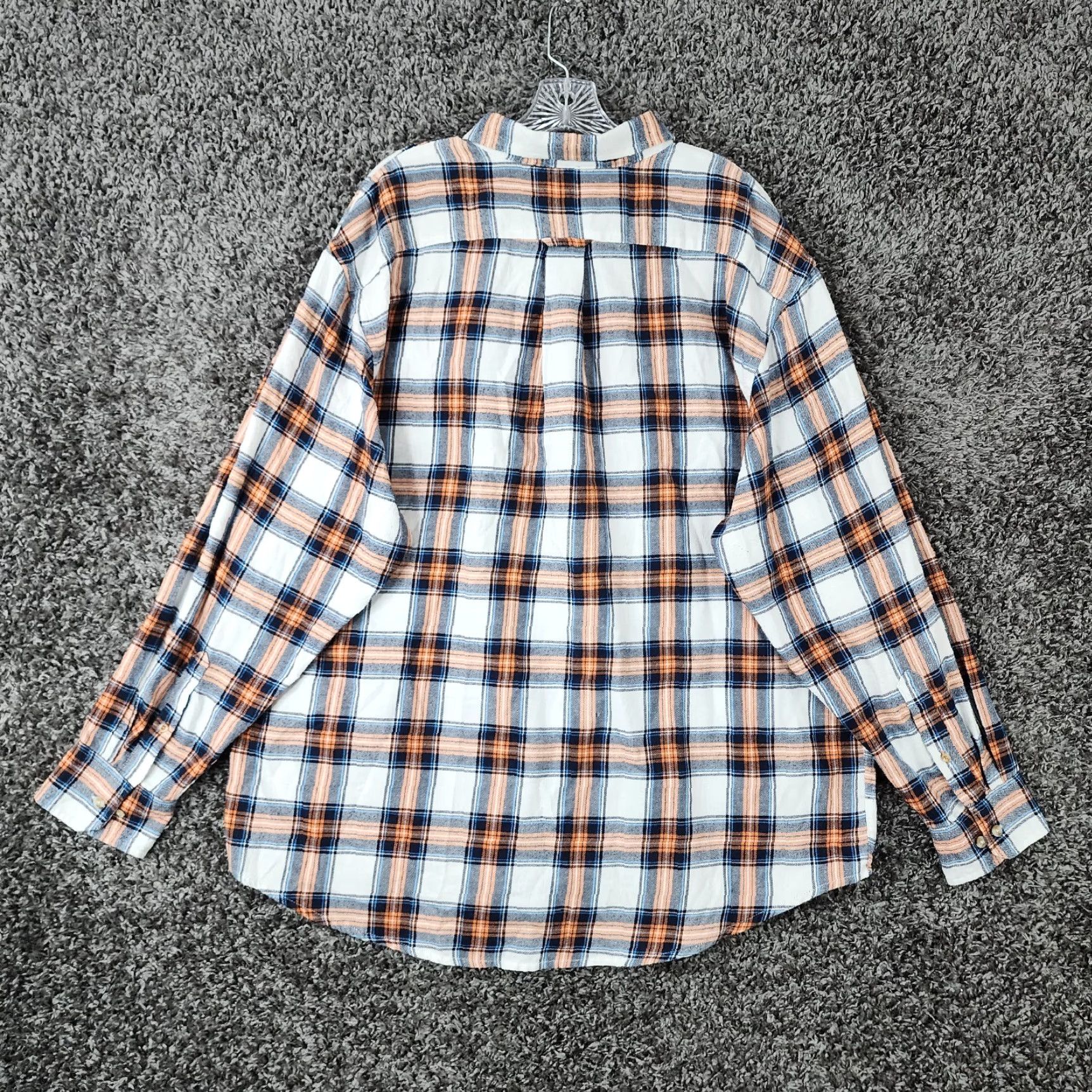 Izod VINTAGE IZOD Flannel Shirt Plaid Long Sleeve Button-Up 2XL White Blue Orange Mens Size US XXL / EU 58 / 5 - 5 Thumbnail