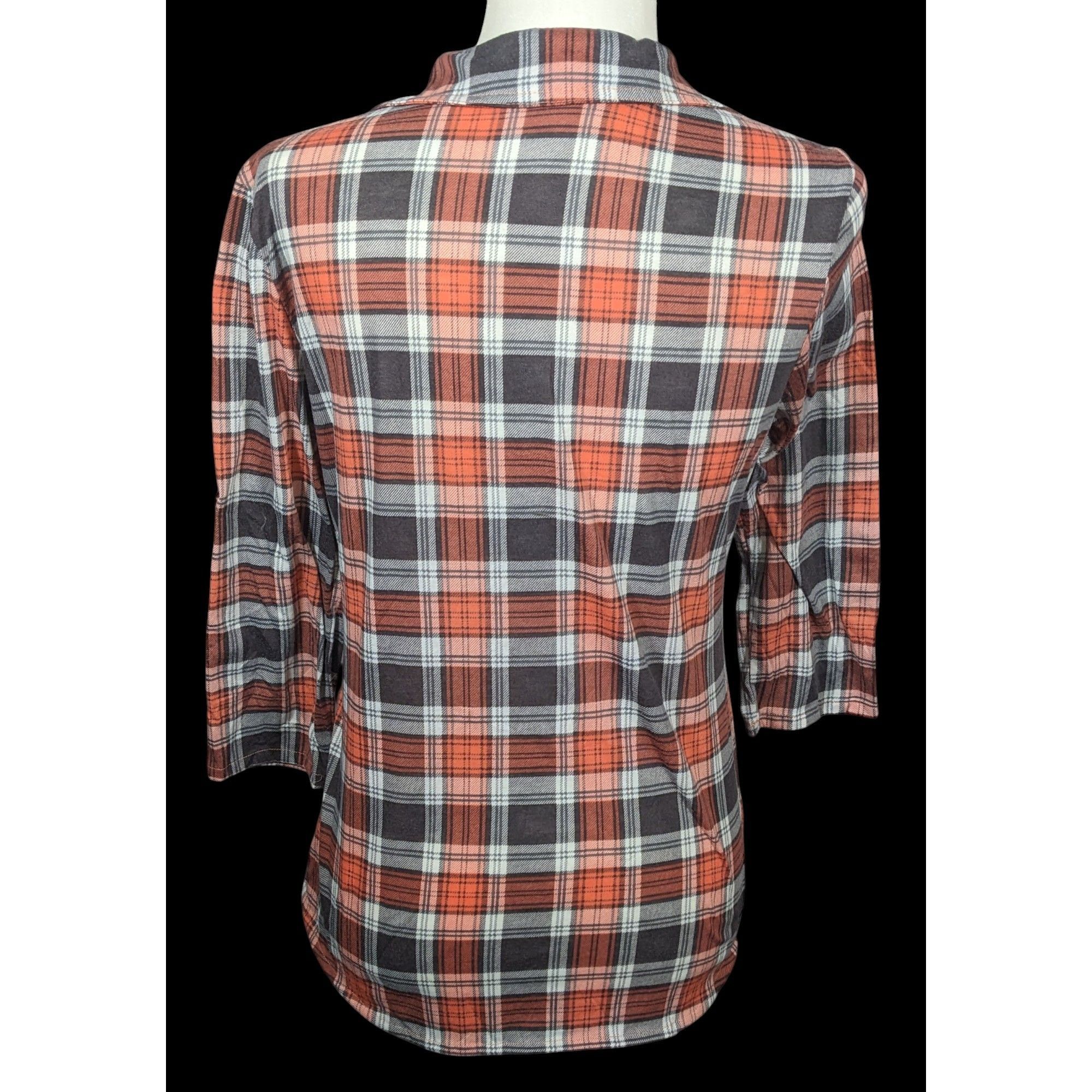 Other Eden & Olivia Grey And Orange Plaid Button Down Shirt Size S / US 4 / IT 40 - 3 Thumbnail