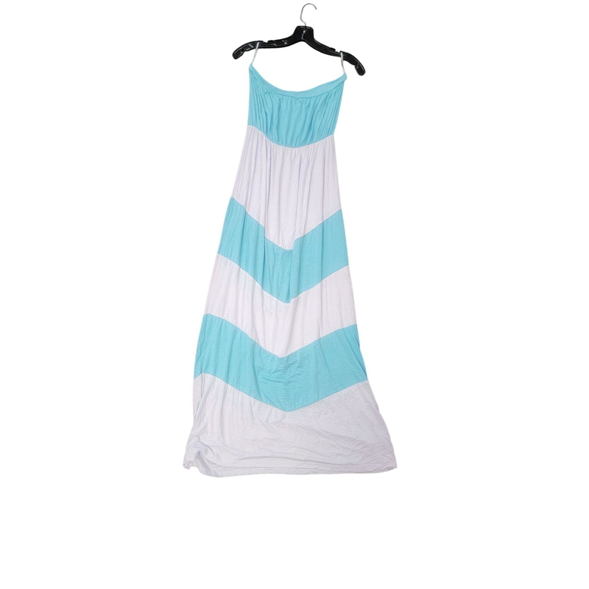 Other Turquoise & White Small Chevron Maxi Summer Dress Size S / US 4 / IT 40 - 1 Thumbnail