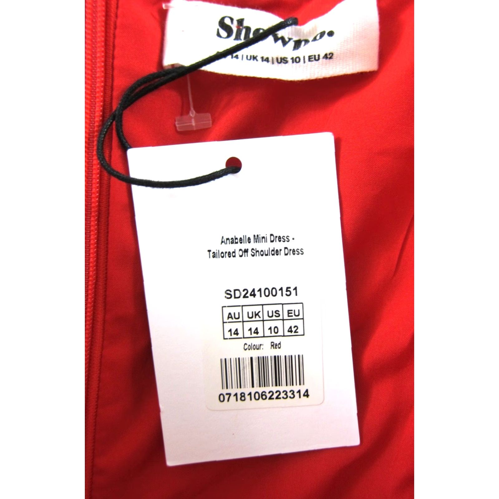 Vintage NWT Showpo. Anabelle Red Tailored Stretch Off Shoulder Mini Dress Women 10 Size L / US 10 / IT 46 - 3 Thumbnail