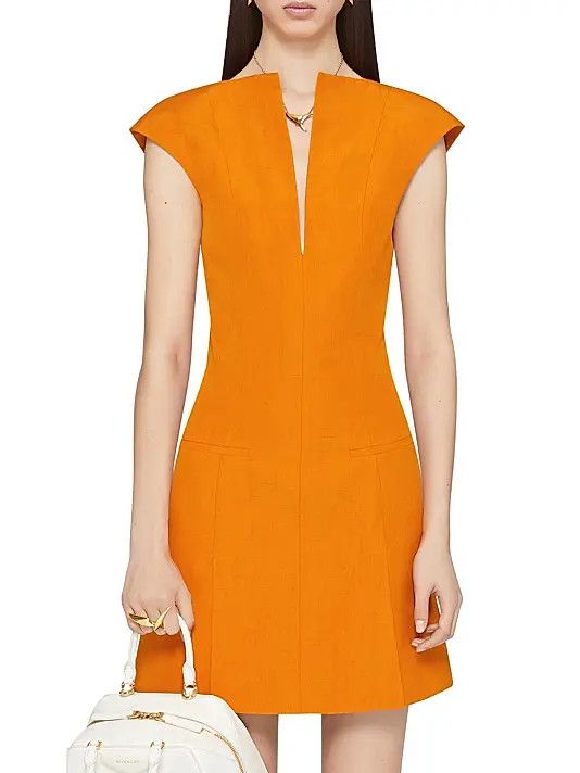 Givenchy o1srvl11e0725 Dress in Linen And Silk in Dark Orange Size XS / US 0-2 / IT 36-38 - 2 Thumbnail