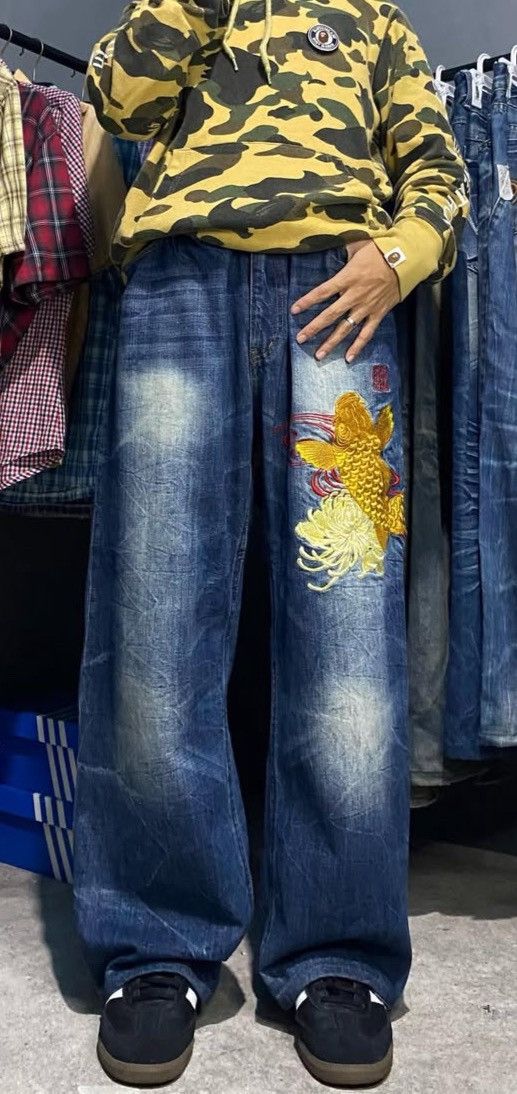 Karakuri Tamashii Karakuri Tamashii Multi Pocket Embroidered Koi Fish Jeans Size US 38 / EU 54 - 17 Thumbnail
