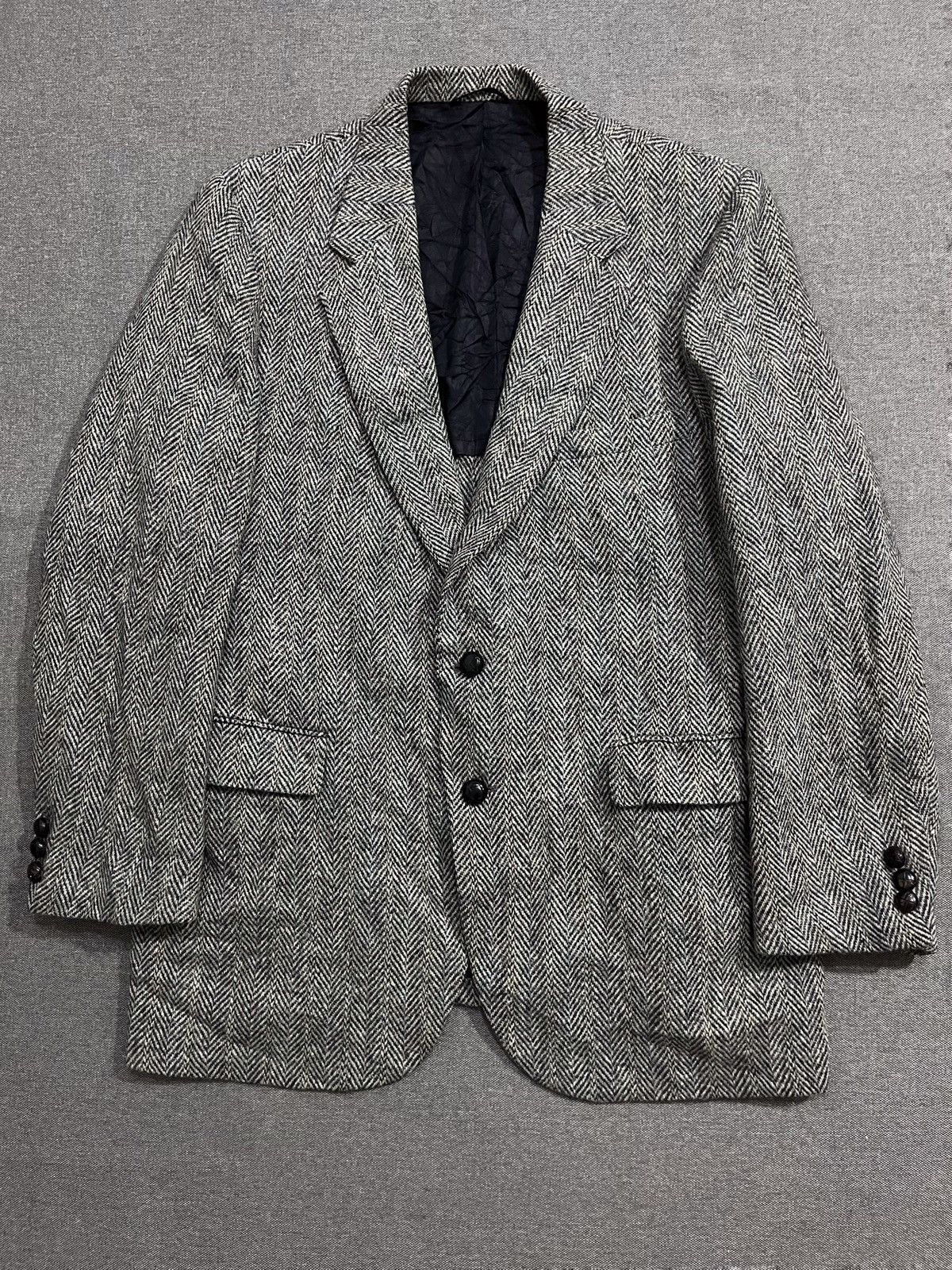Vintage Harris Tweed grey Blazer herringbone Scottish wooll