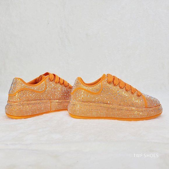 Other Dazzle Cush Orange Rhinestone Comfy Platform Sneakers Tennis Size US 6 / IT 36 - 1 Thumbnail