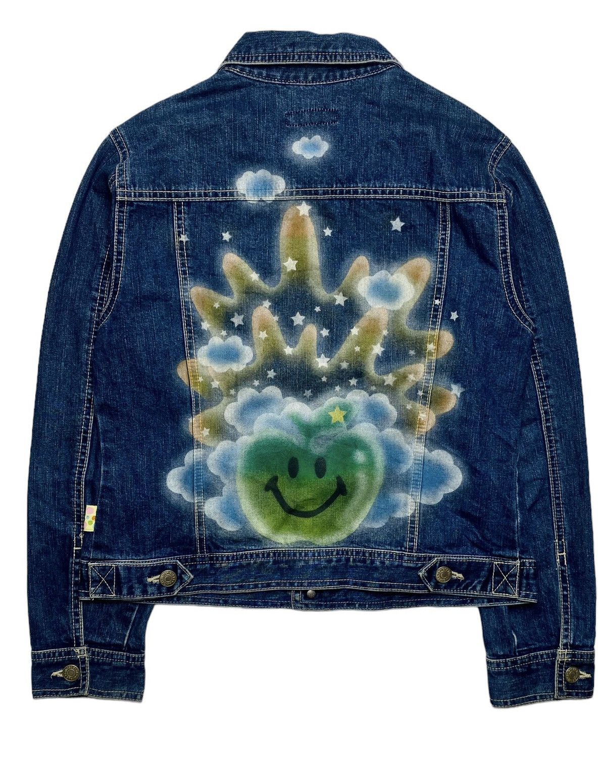 Angel Blue 2000s Angel Blue - Printed Spray Apple Denim Jacket Size M / US 6-8 / IT 42-44 - 1 Thumbnail