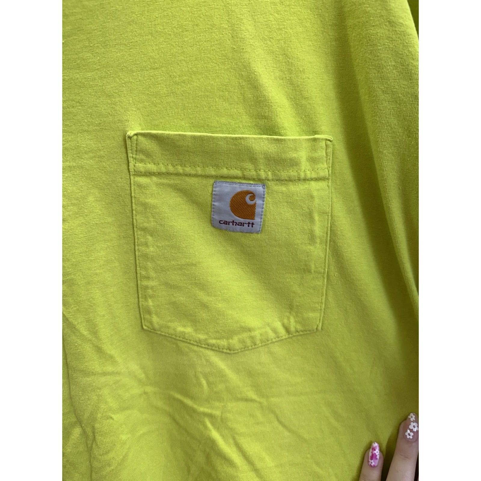 Carhartt Carhartt Mens T-Shirt XL Original Fit Lime Green Pocket Short Sleeve Shirt Mens XL Green Pocket Size US XL / EU 56 / 4 - 3 Thumbnail