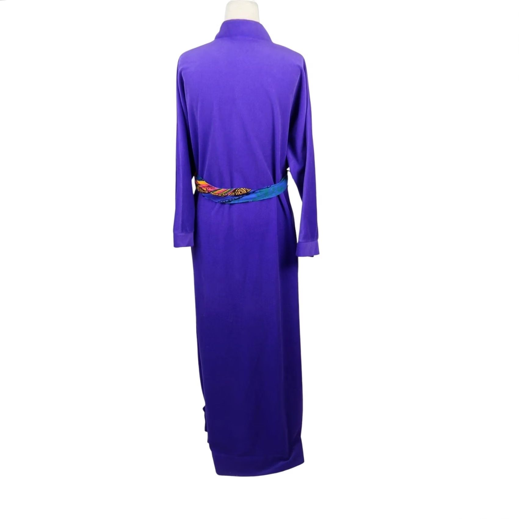 Vintage VINTAGE 80s Royal Purple Fleece Zip Front Long Robe M Women Size ONE SIZE - 4 Thumbnail