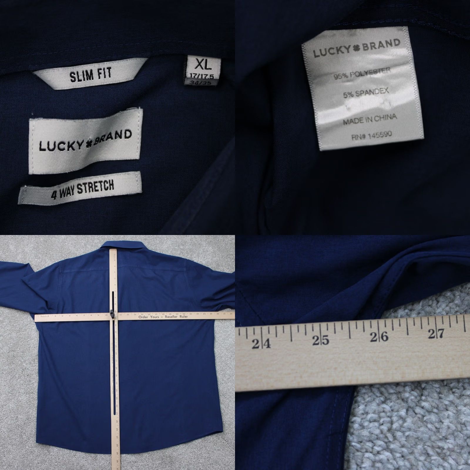 Lucky Brand Lucky Brand Shirt Men XL Blue Slim Fit 4 Way Stretch L/S Button Up Size US XL / EU 56 / 4 - 8 Thumbnail