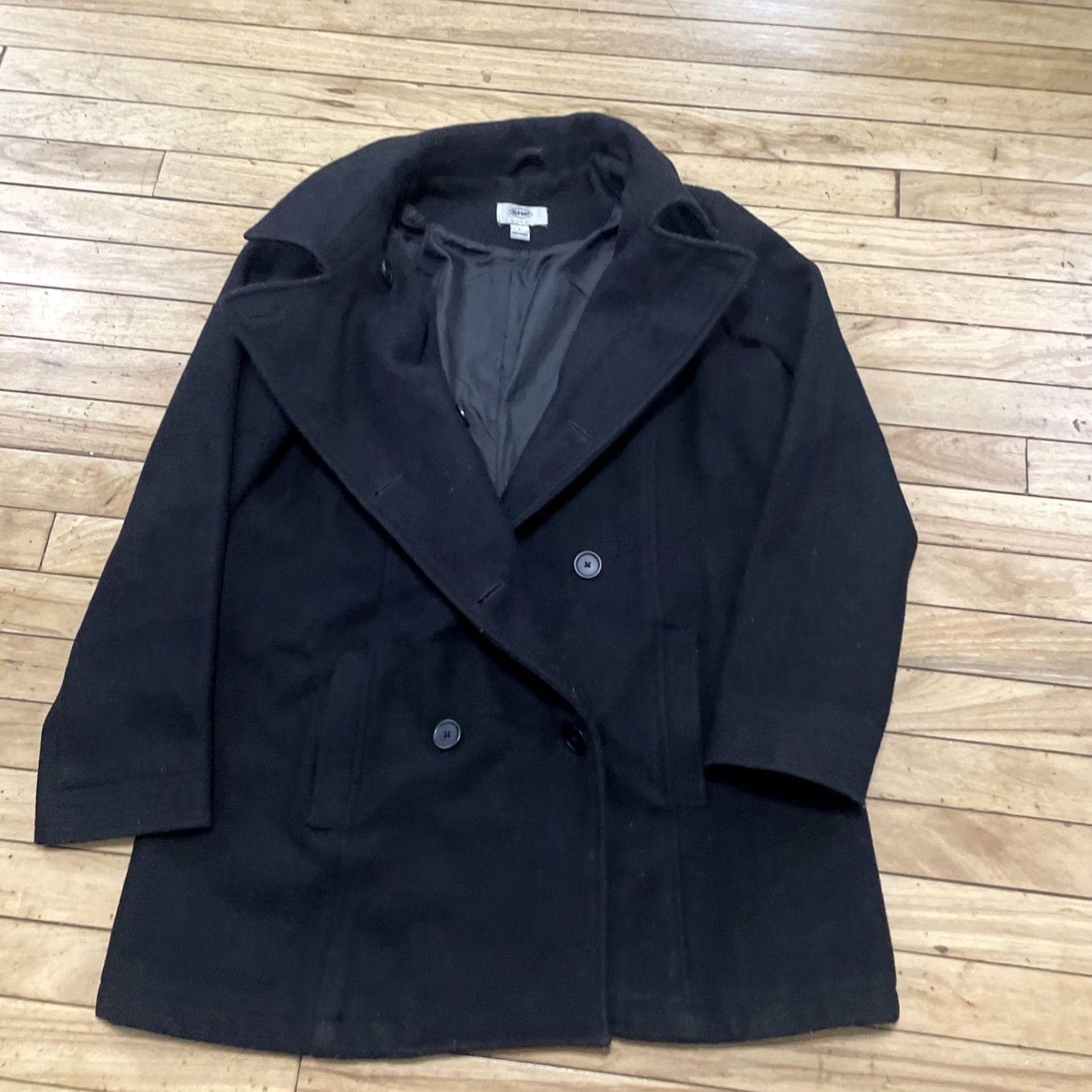 Old Navy VINTAGE Old Navy Wool Blend Coat Adult L Black Double Breasted Naval Lined Pockets Y2K Mens Womens Unisex Adults Coat Size US L / EU 52-54 / 3 - 4 Thumbnail