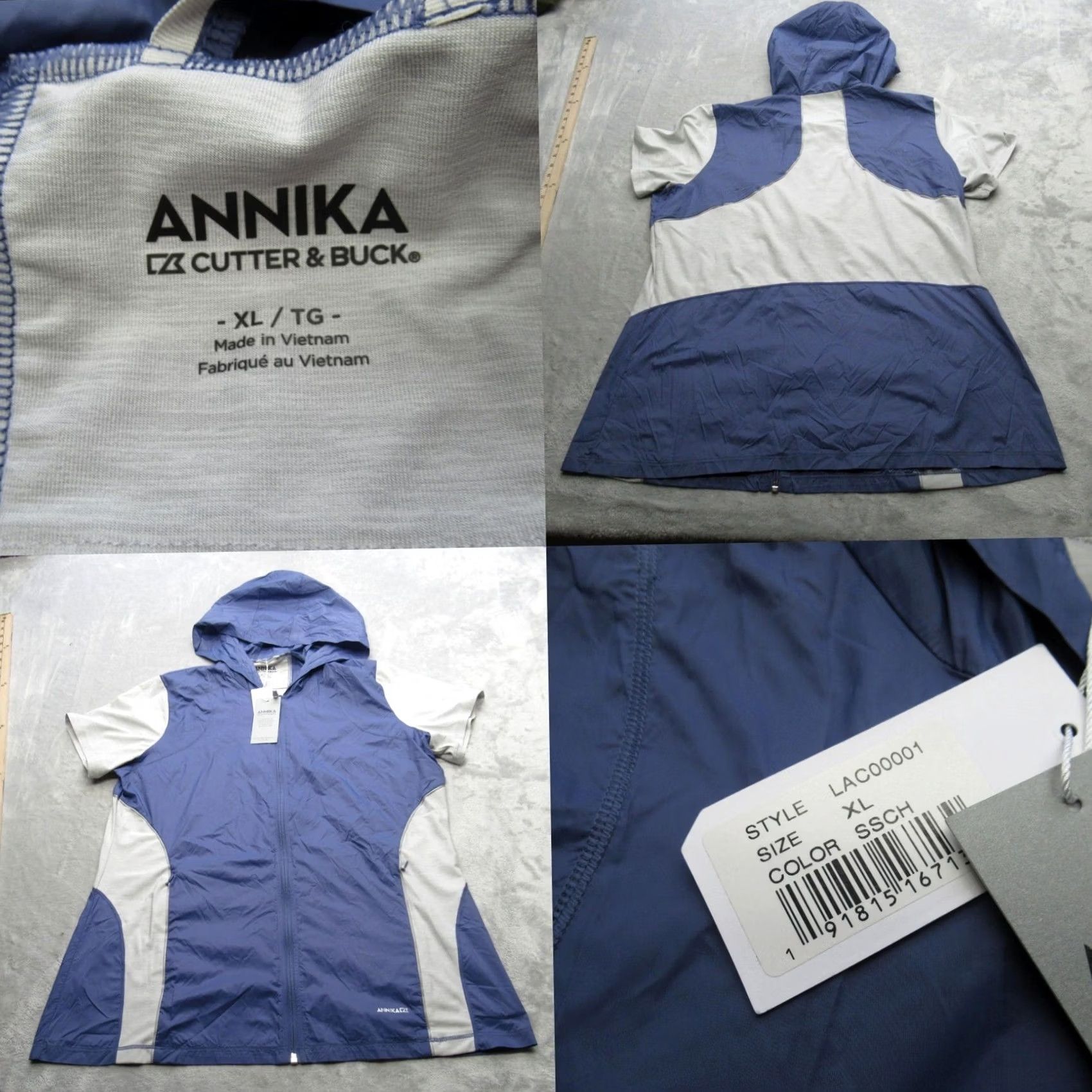 Cutter & Buck VINTAGE Annika Cutter & Buck Golf Jacket Womens XL Purple Short Sleeve Hooded NEW Size 40" / US 18 - 2 Thumbnail