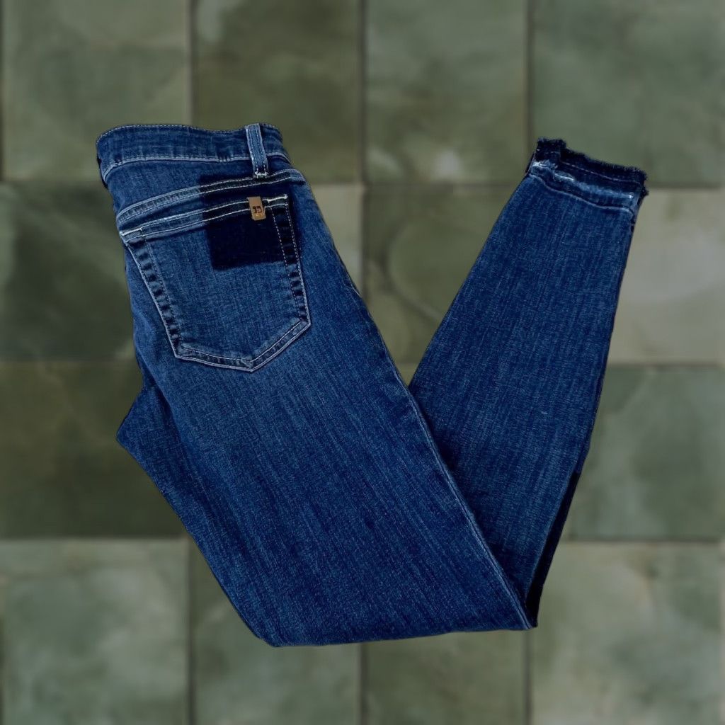 Vintage Joes Womens 24 Skinny Jeans Medium Wash Denim Ankle Patches Raw Edges Size 42" / US 20 - 1 Thumbnail