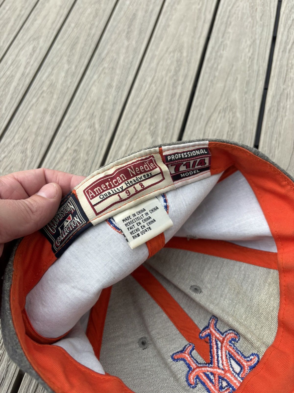 American Needle New York Mets Wool Fitted Cap Grey Orange 7 1/4 Size ONE SIZE - 5 Thumbnail