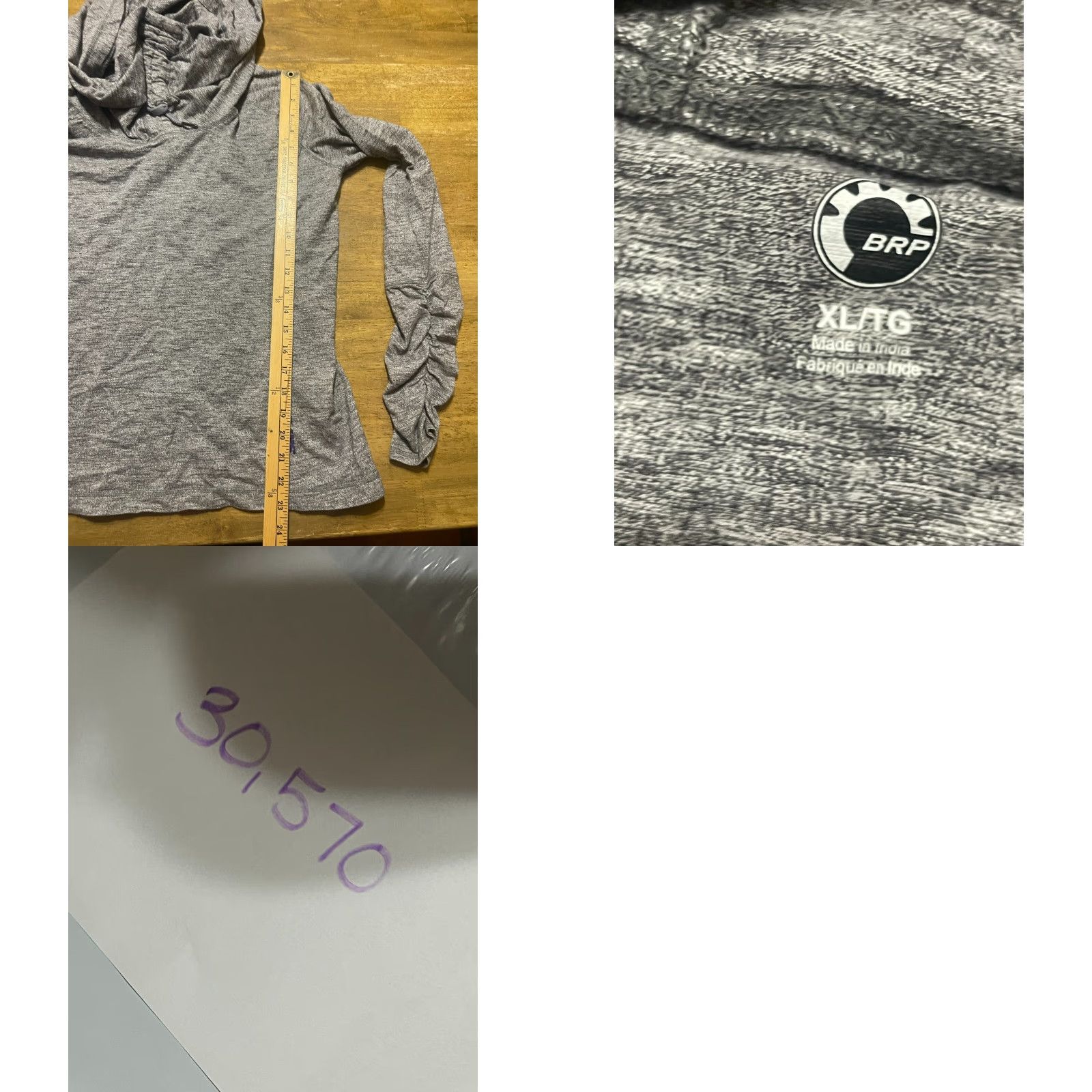 Vintage Ski-Doo Hoodie Womens XL Gray Pullover Drawstring Ruched Sleeve Regular Fit Activewear Sweatshirt Size XL / US 12-14 / IT 48-50 - 8 Thumbnail