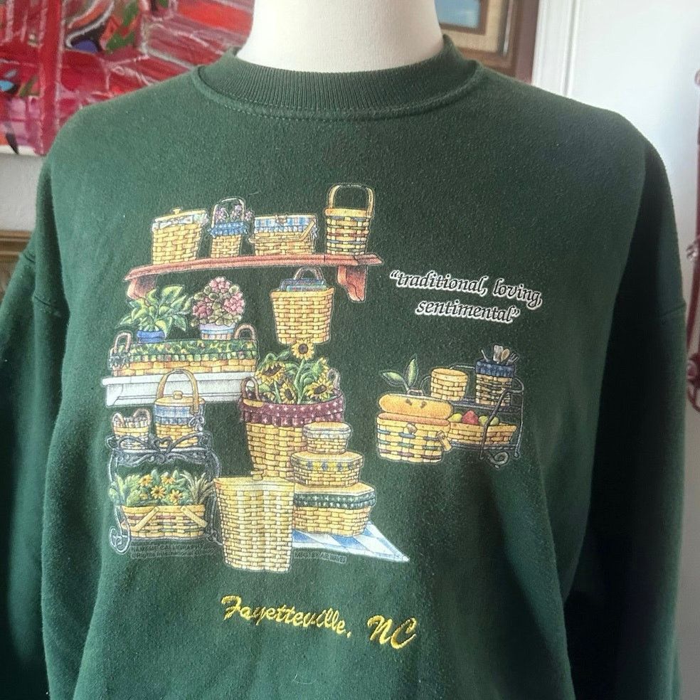 Jerzees jerzees activewear green floral sweater Size M / US 6-8 / IT 42-44 - 2 Thumbnail